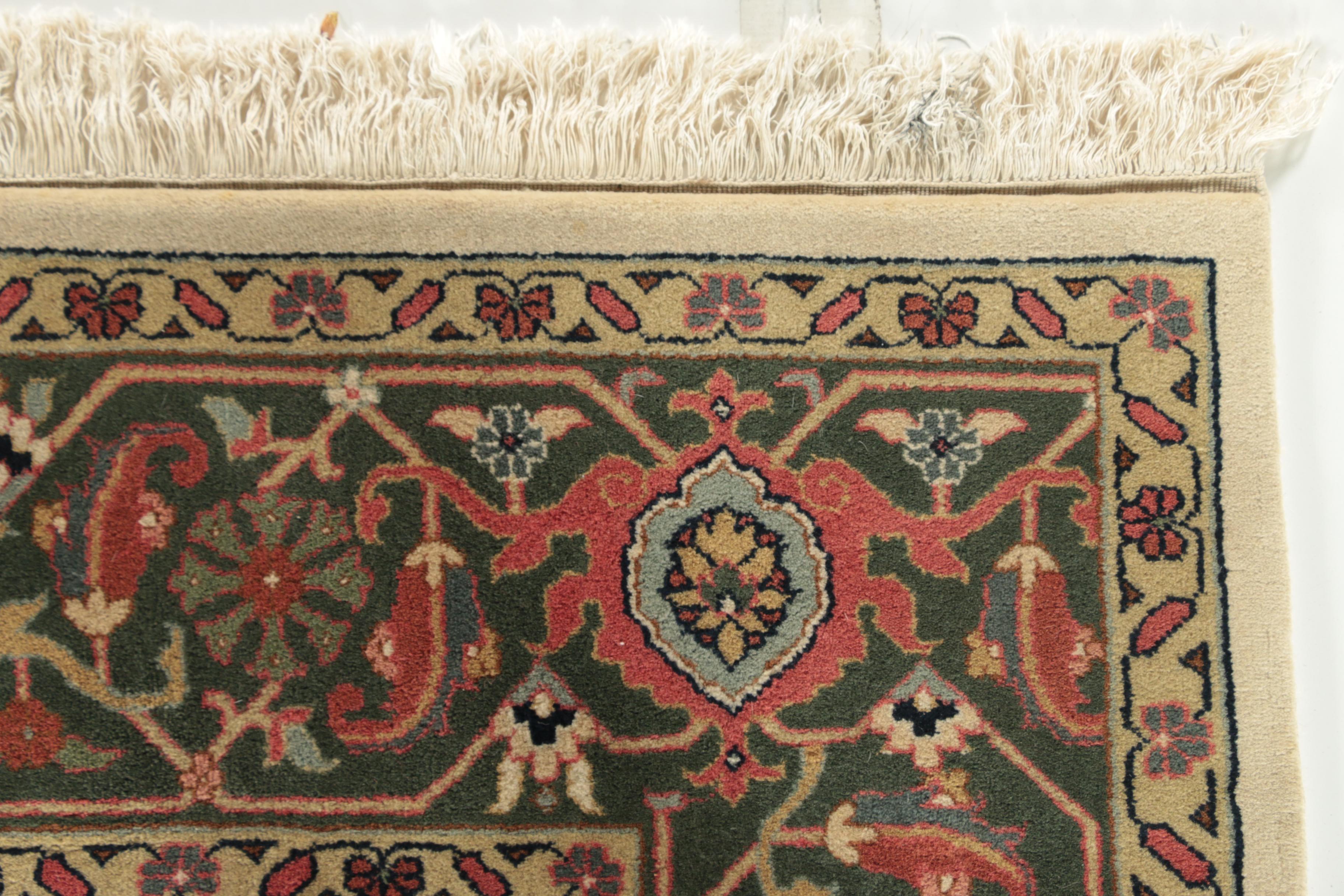 Finely Hand-Knotted Indo-Persian Serapi Wool Rug