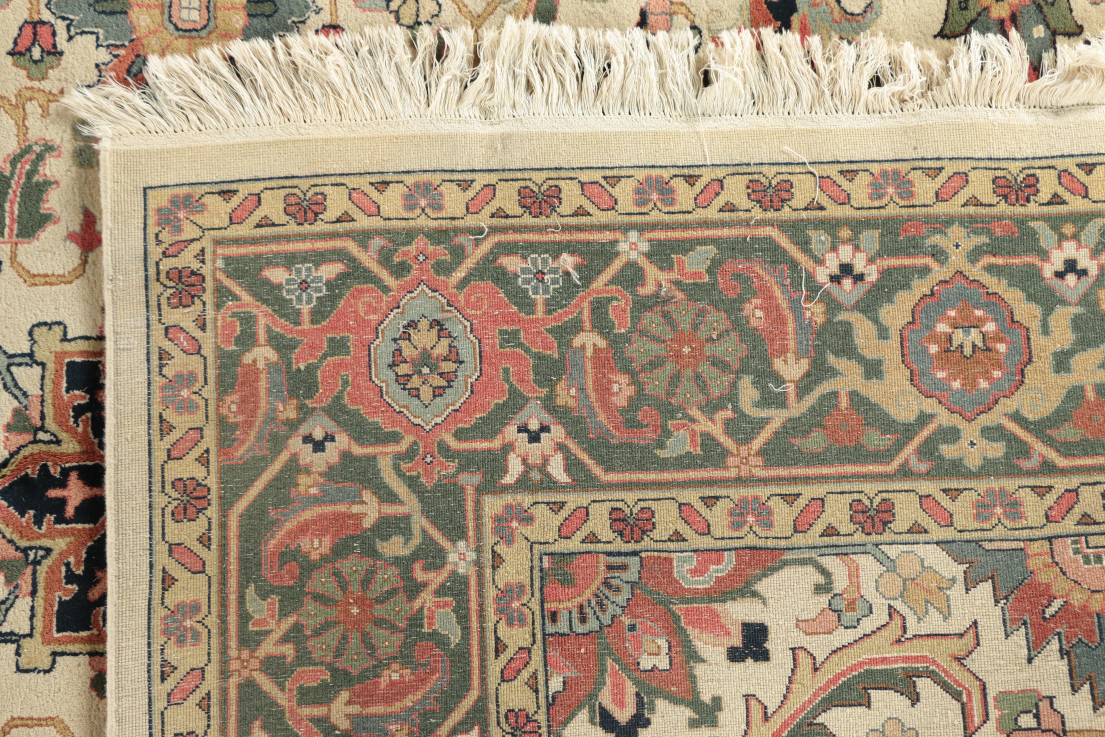 Finely Hand-Knotted Indo-Persian Serapi Wool Rug