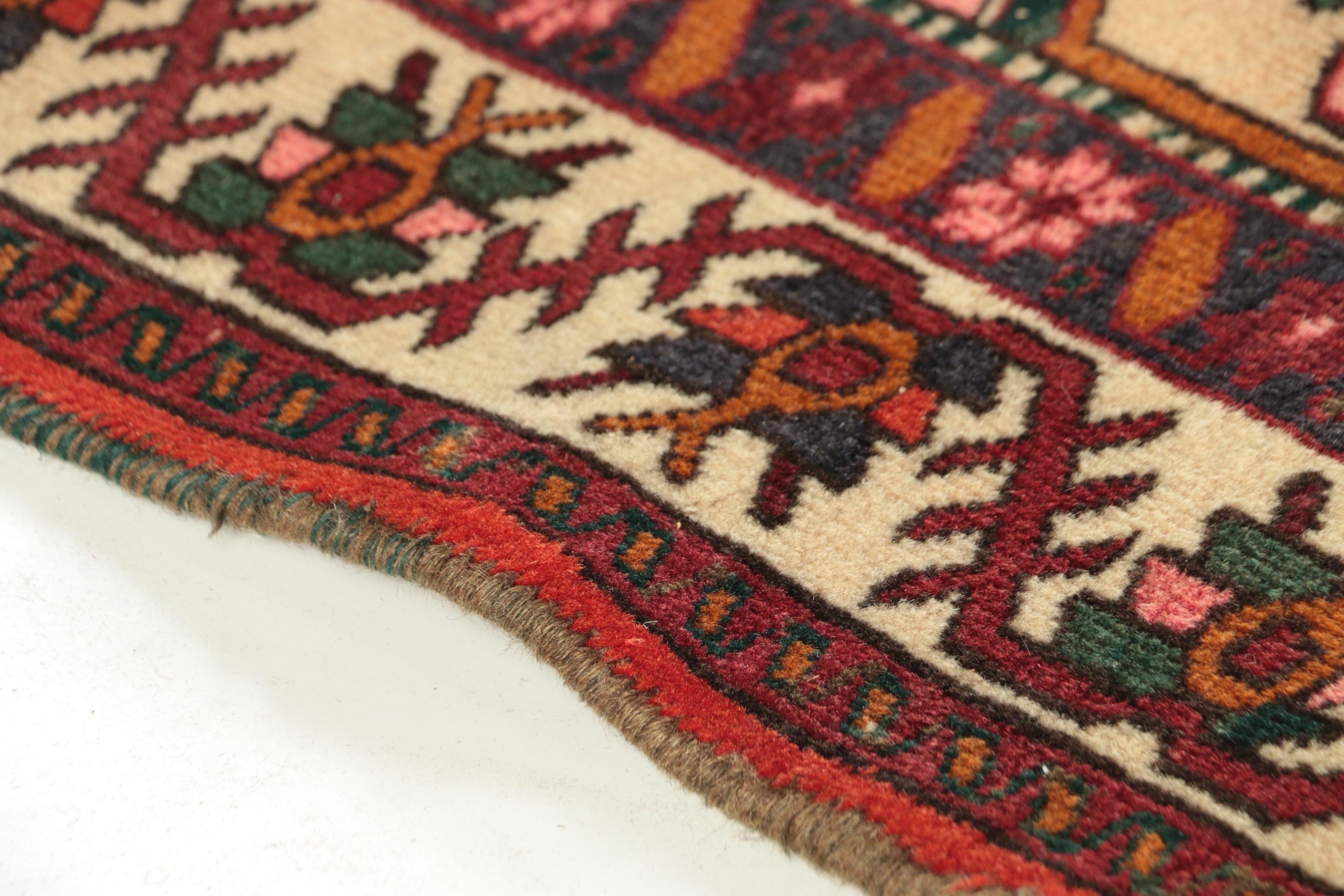 Hand-Knotted Persian Hamadan Wool Rug