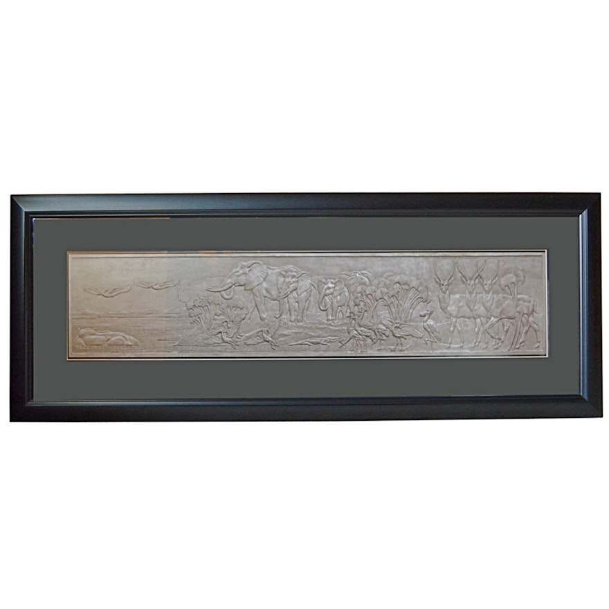 Bas-Relief Print of African Animals
