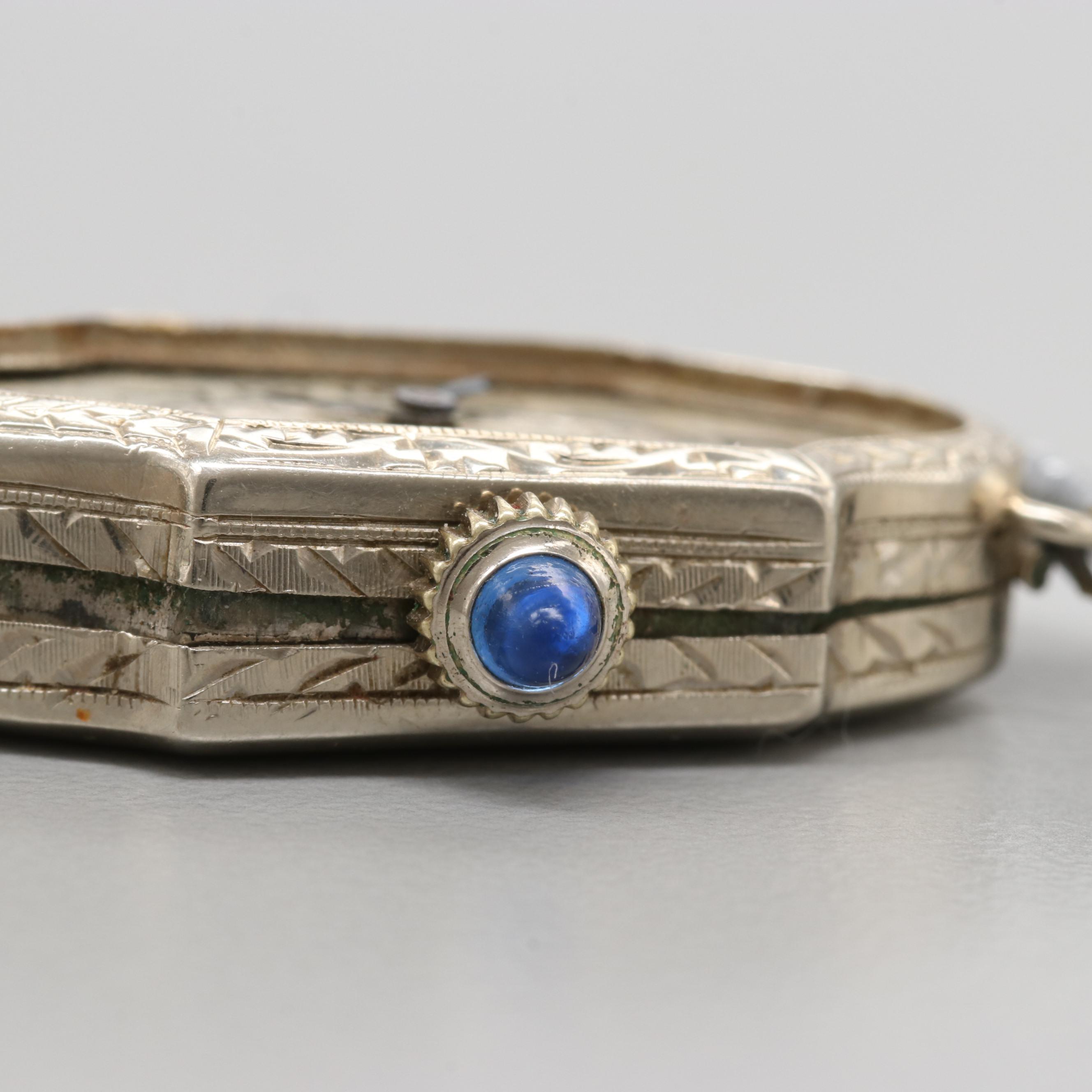 Vintage 14K White Gold Watch With 14K White Gold Sapphire Watch Case