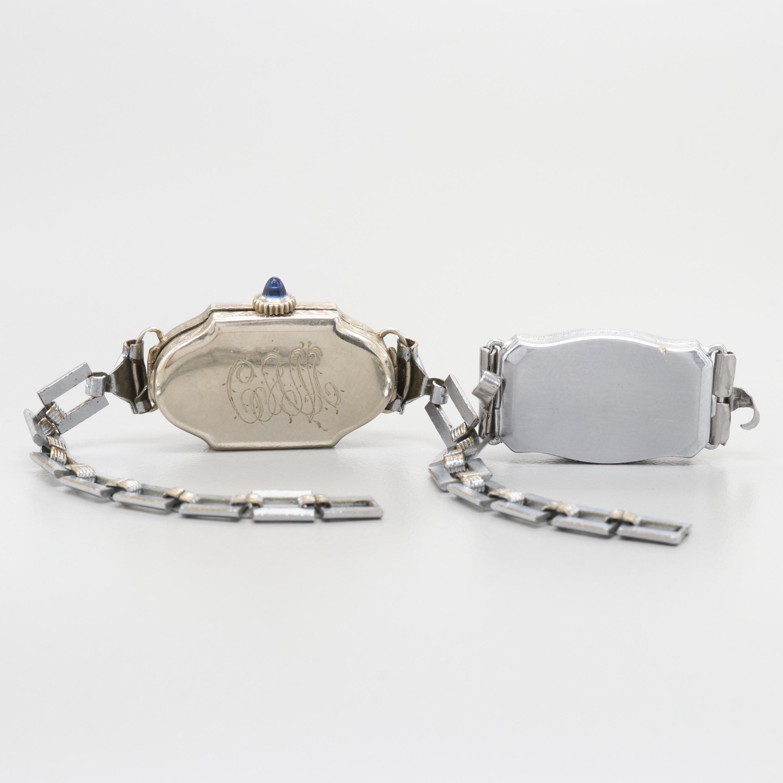 Vintage 14K White Gold Watch With 14K White Gold Sapphire Watch Case