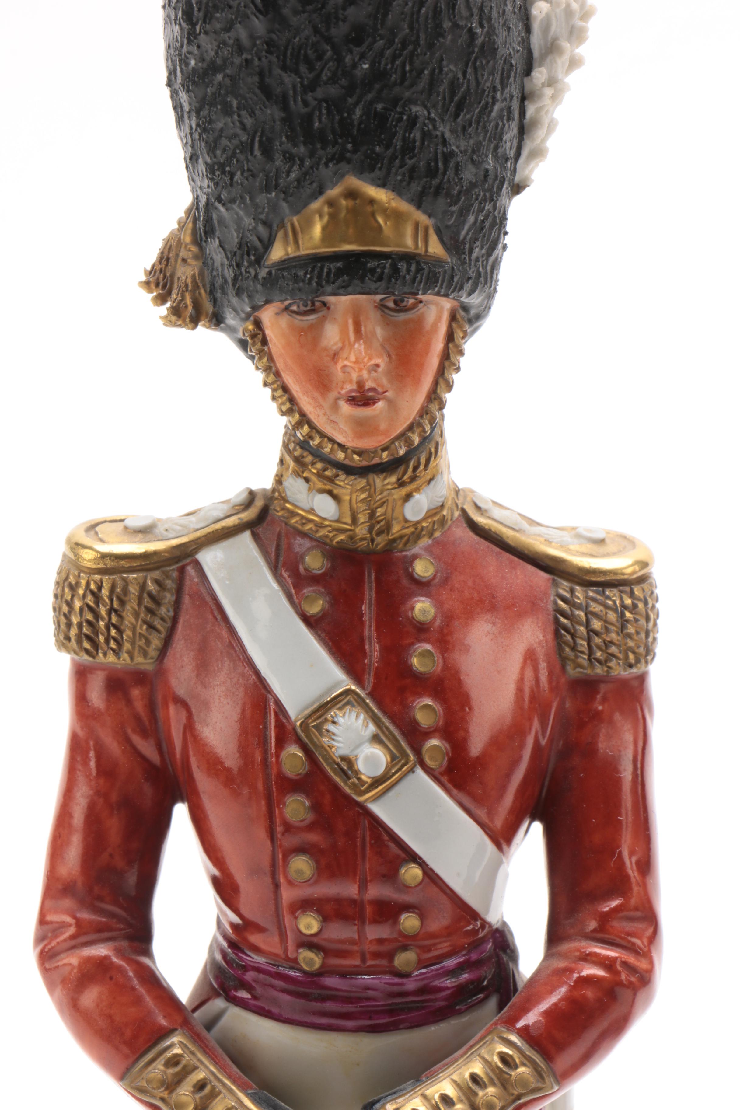 German Porcelain Army Colonels and Officer Figurines, Early 20th Century