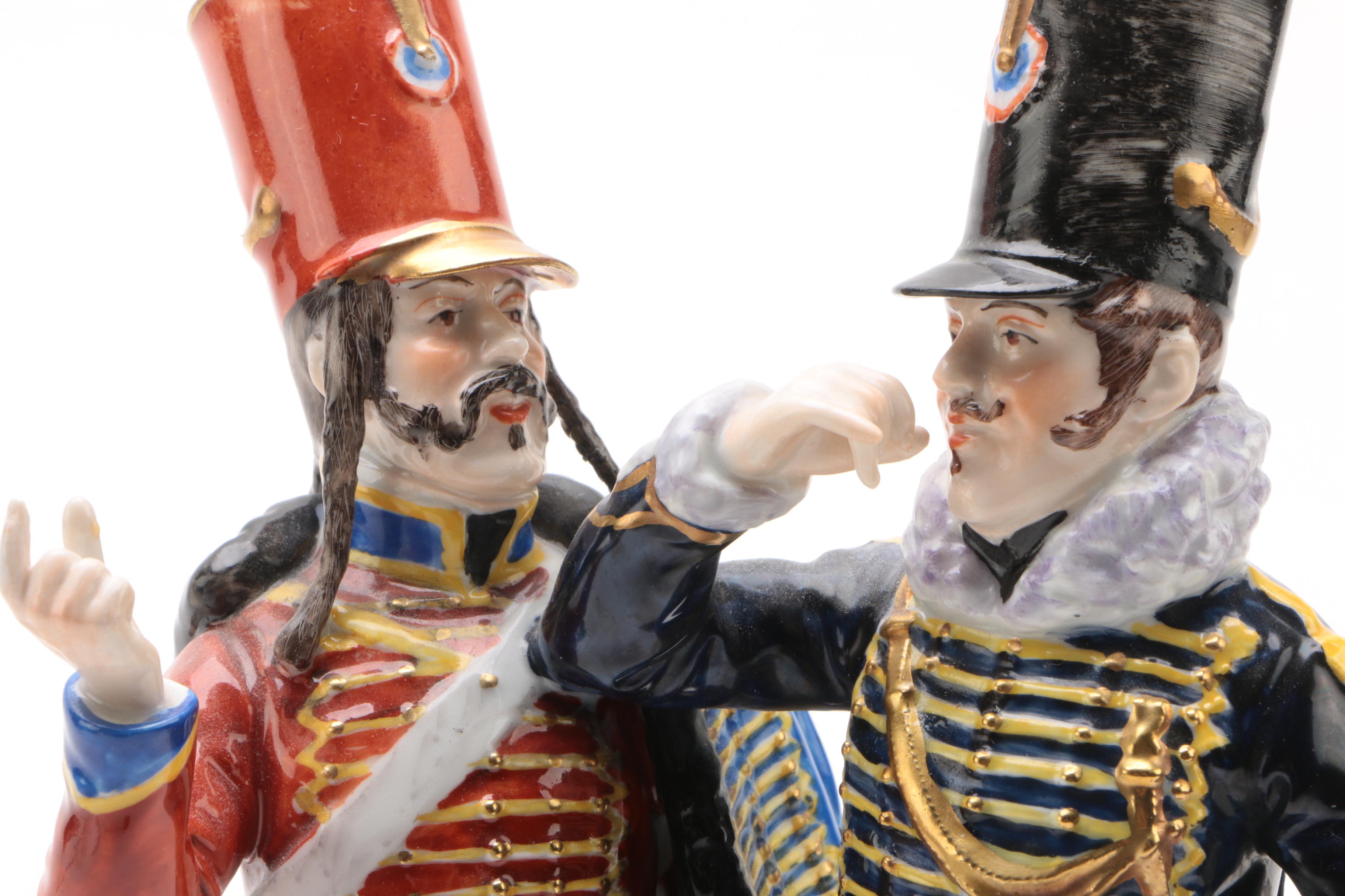 German Porcelain Army Colonels and Officer Figurines, Early 20th Century