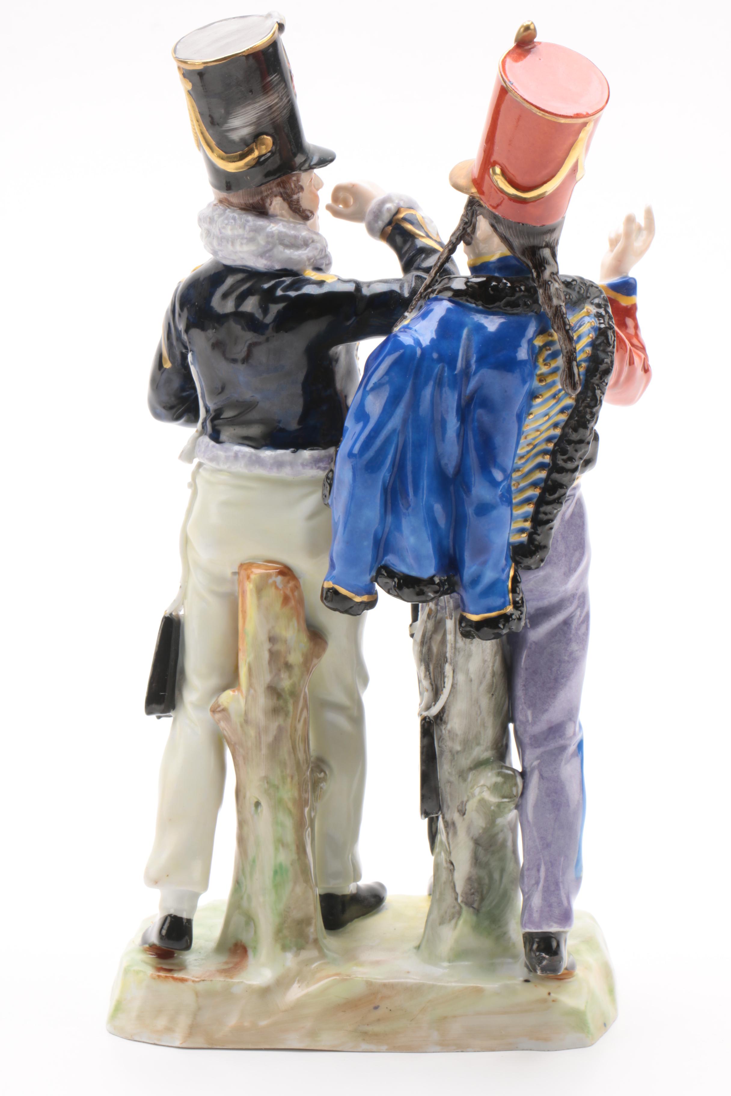 German Porcelain Army Colonels and Officer Figurines, Early 20th Century