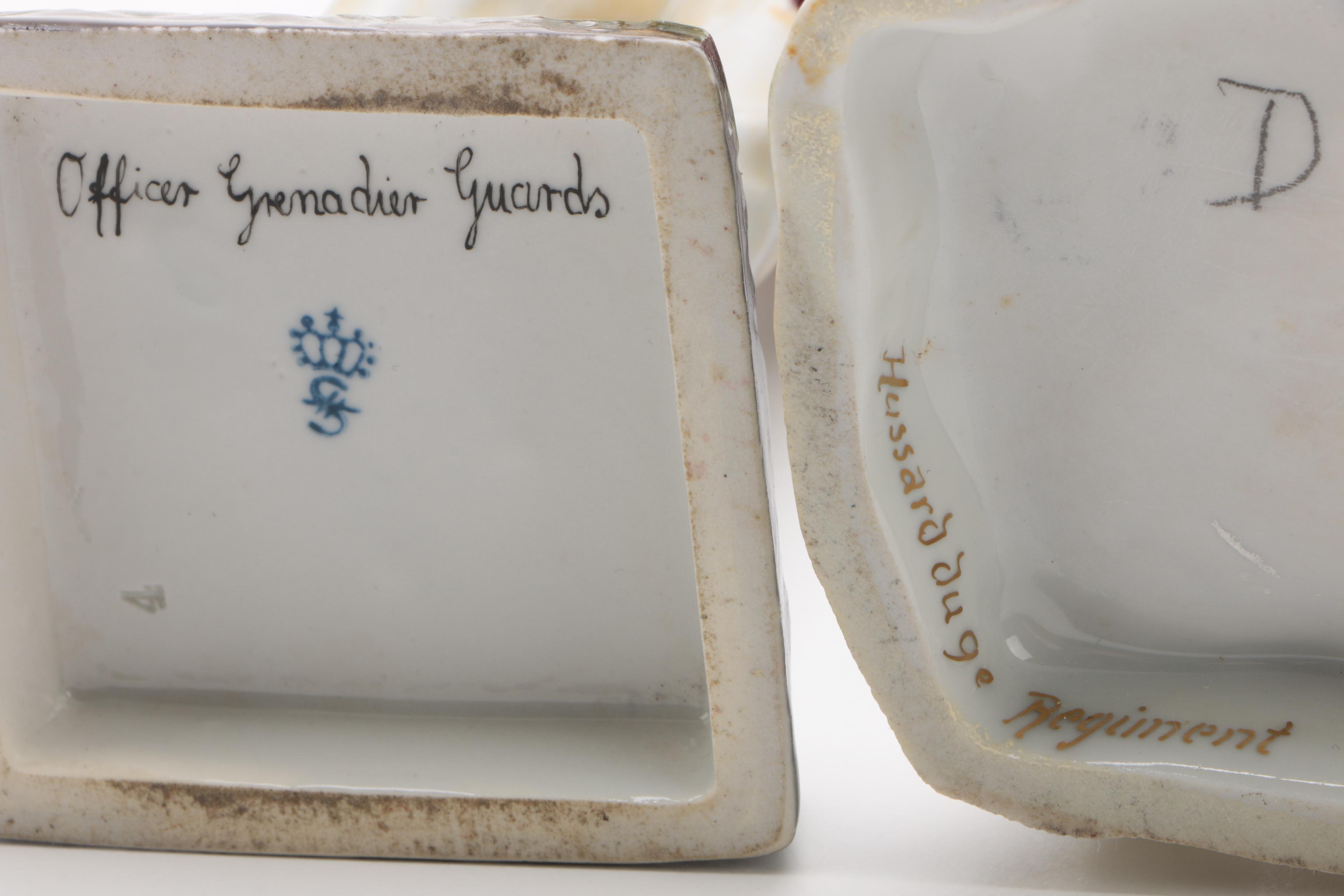 German Porcelain Army Colonels and Officer Figurines, Early 20th Century