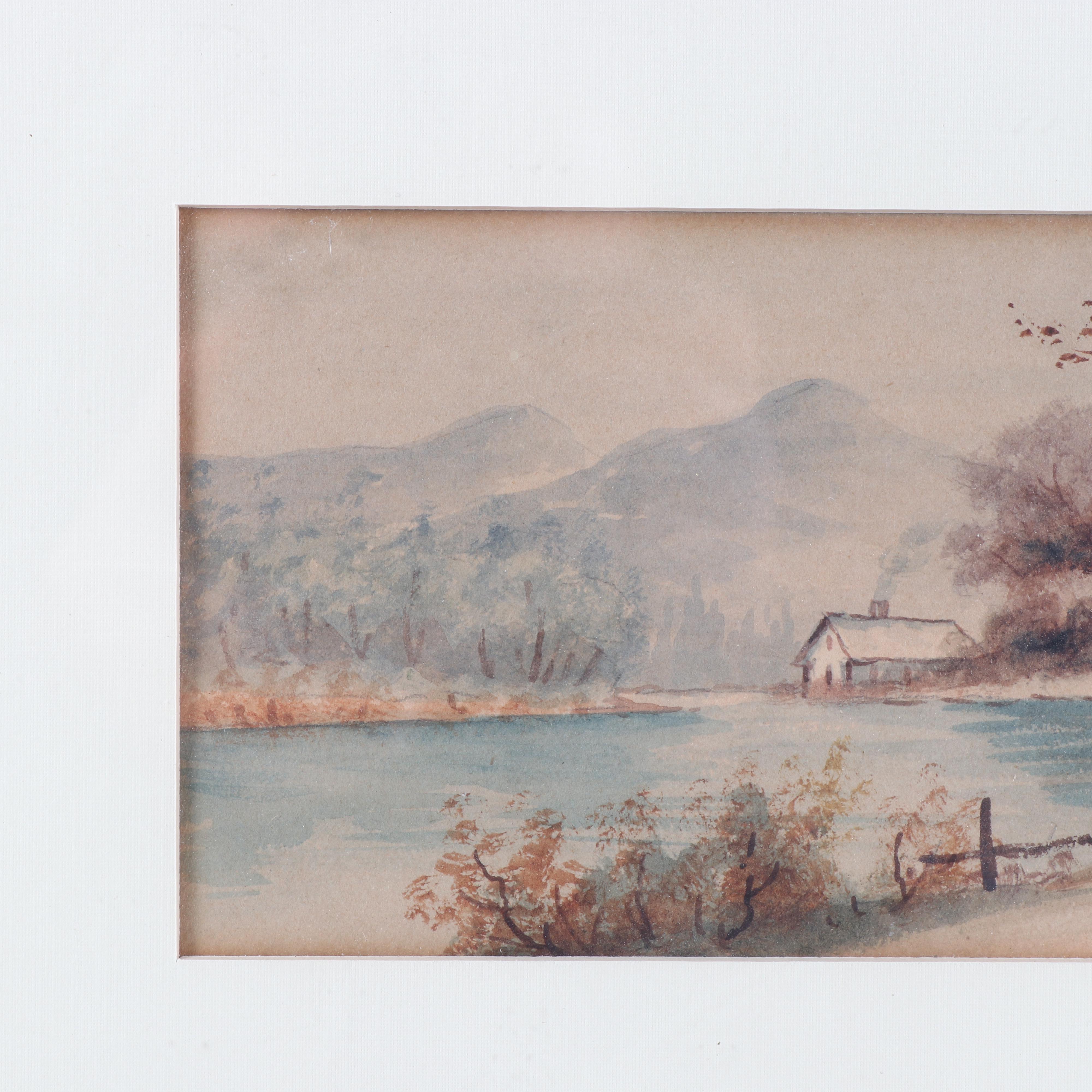 Antique Watercolor Landscape Painting