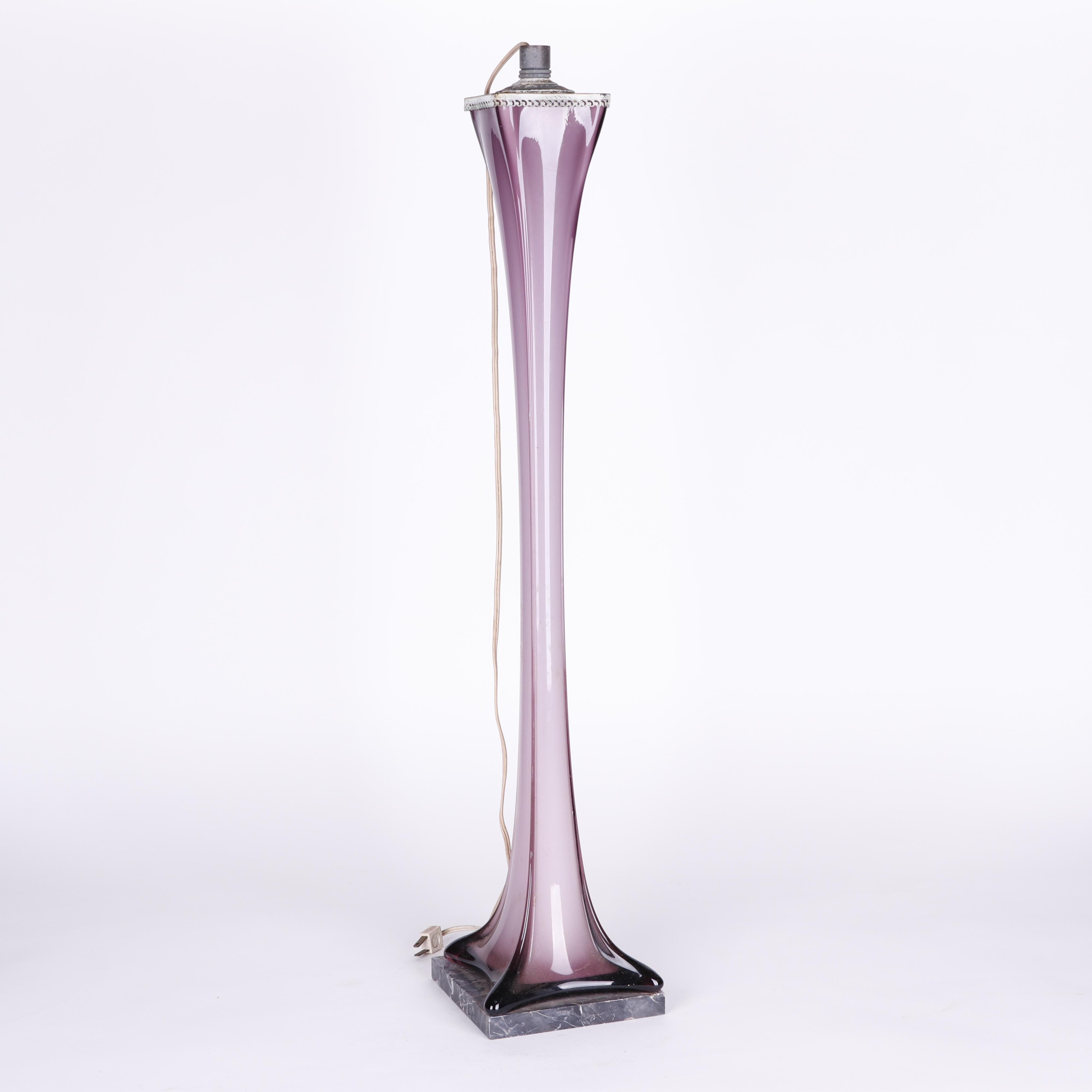 Italian Art Glass Console Lamp with Marble Base