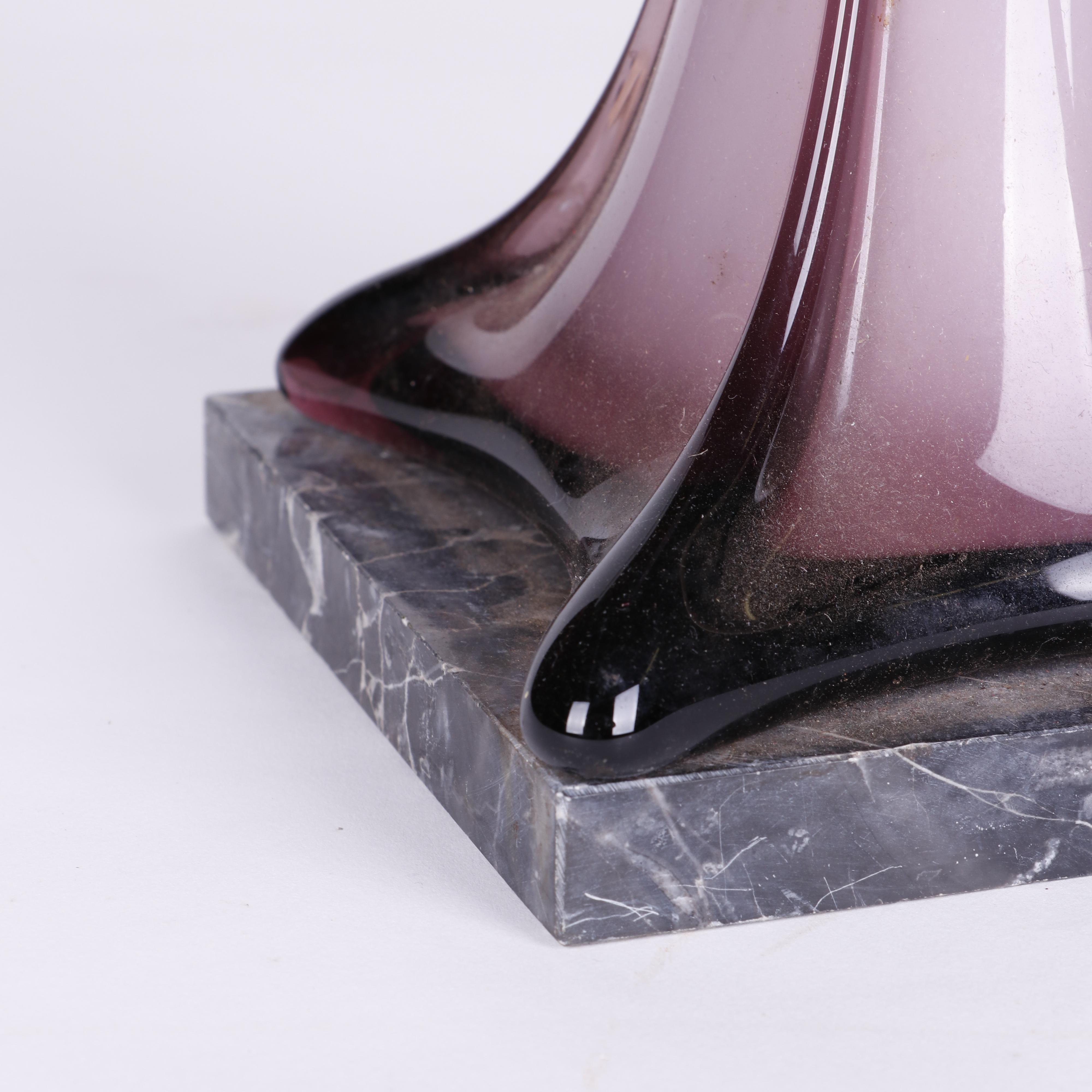 Italian Art Glass Console Lamp with Marble Base