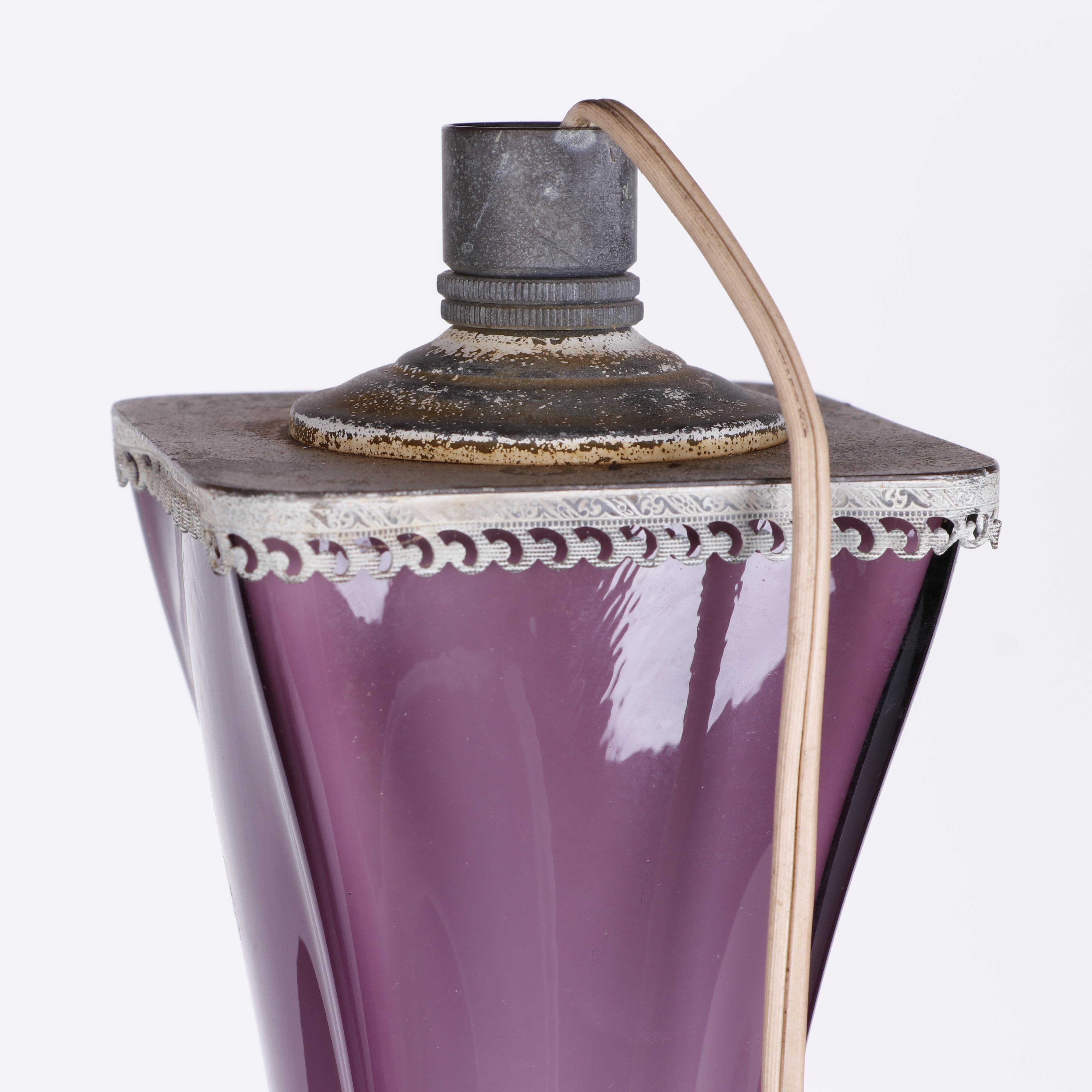 Italian Art Glass Console Lamp with Marble Base