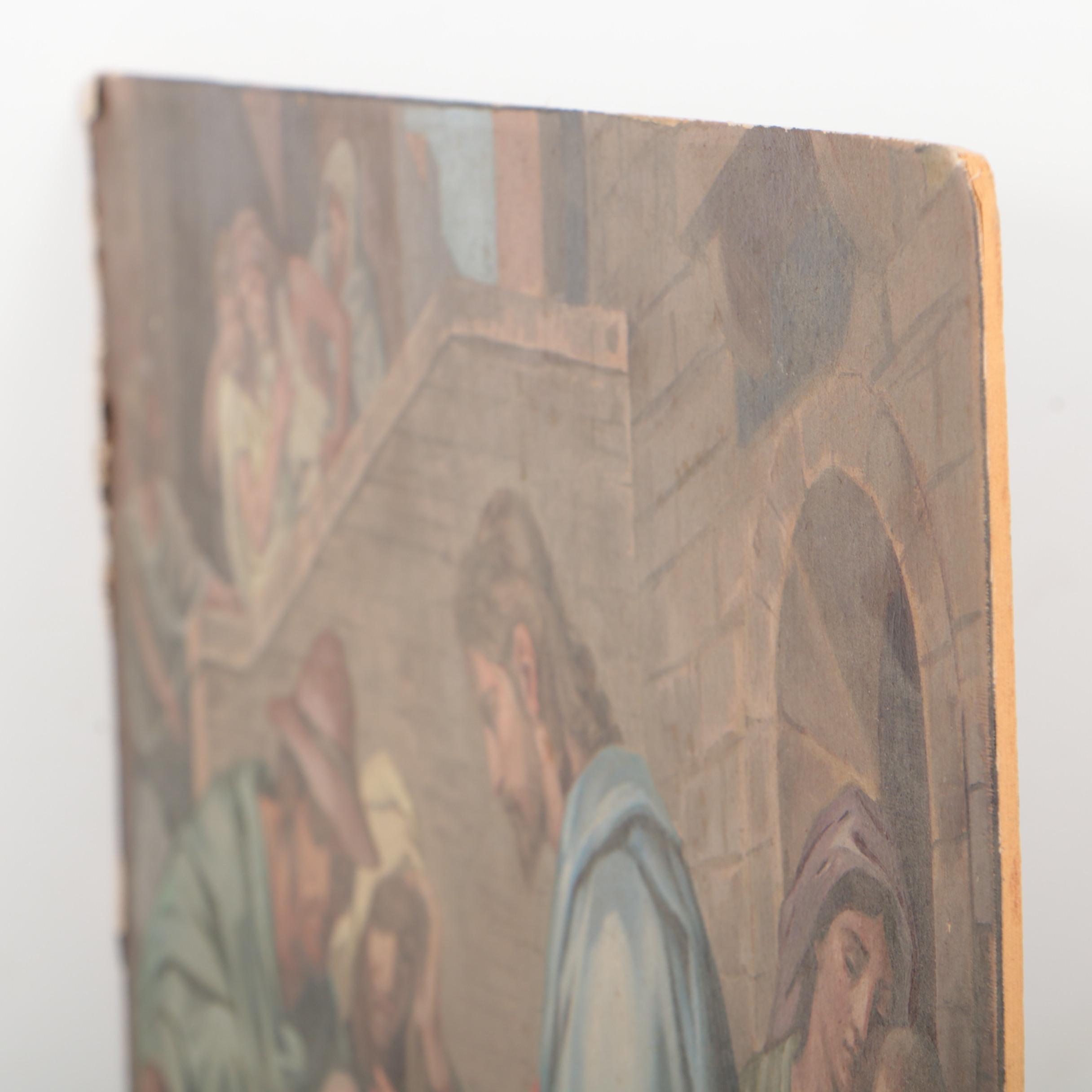 Attributed to Dean Cornwell Oil Illustration of Christ Healing the Blind Man