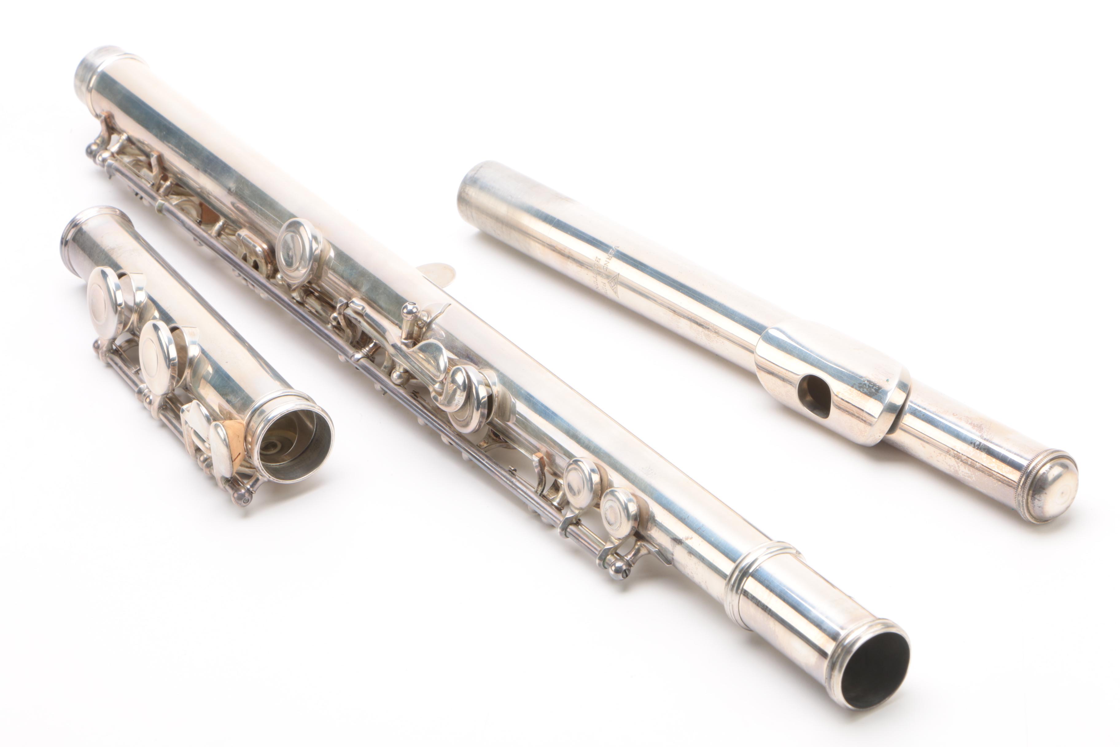 Vintage Verne Q. Powell Handmade Sterling Silver Flute with Later Foot Joint