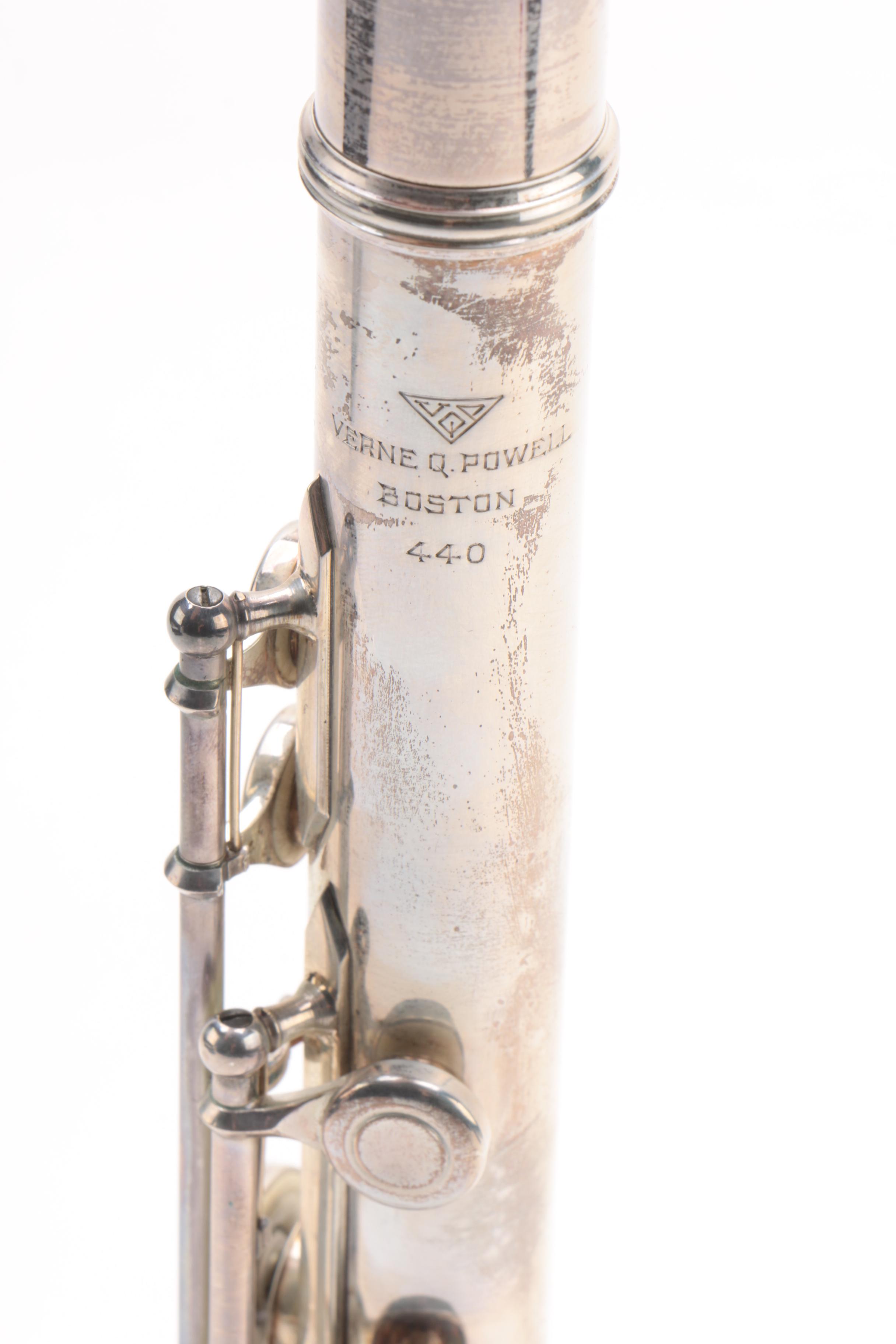 Vintage Verne Q. Powell Handmade Sterling Silver Flute with Later Foot Joint