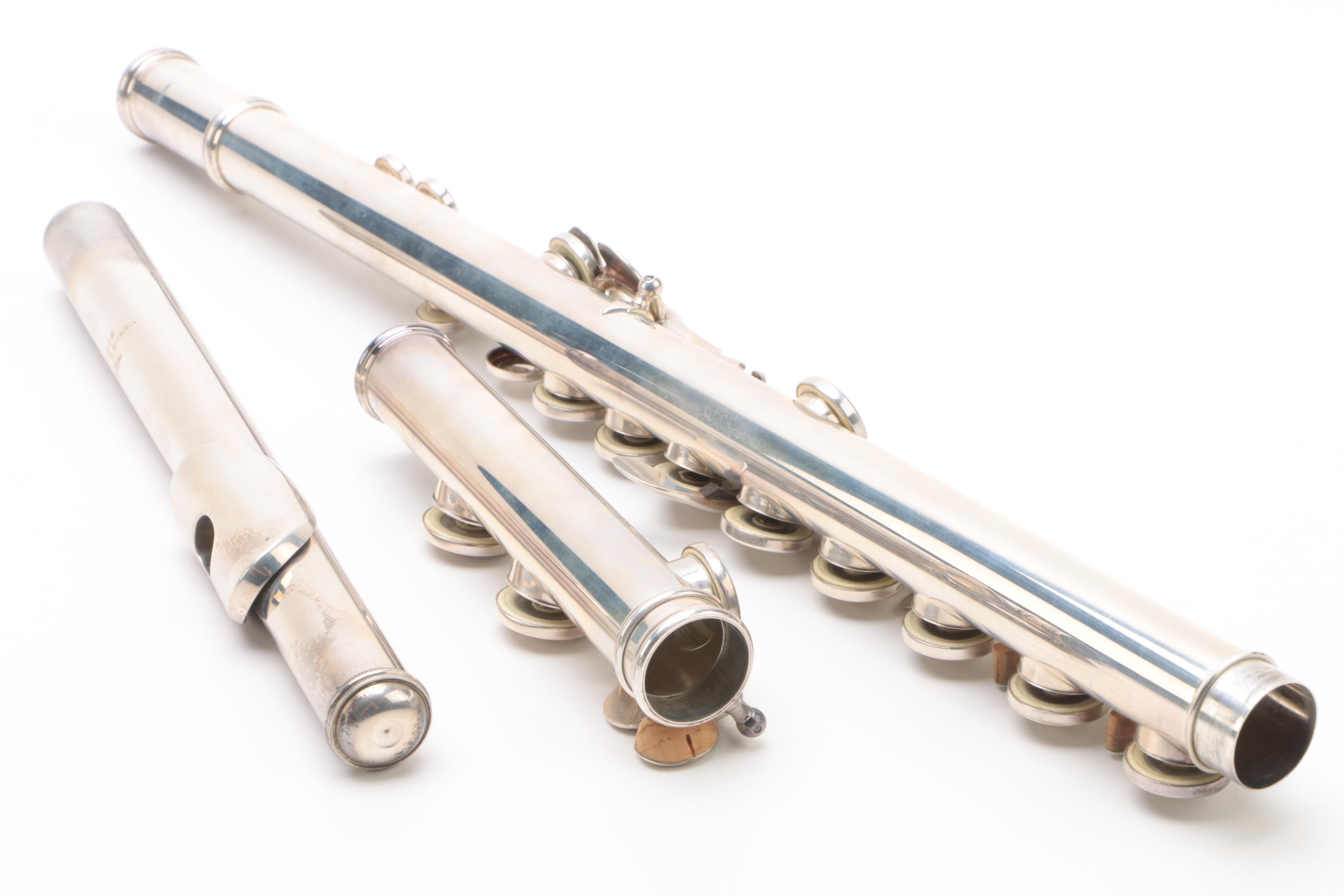 Vintage Verne Q. Powell Handmade Sterling Silver Flute with Later Foot Joint