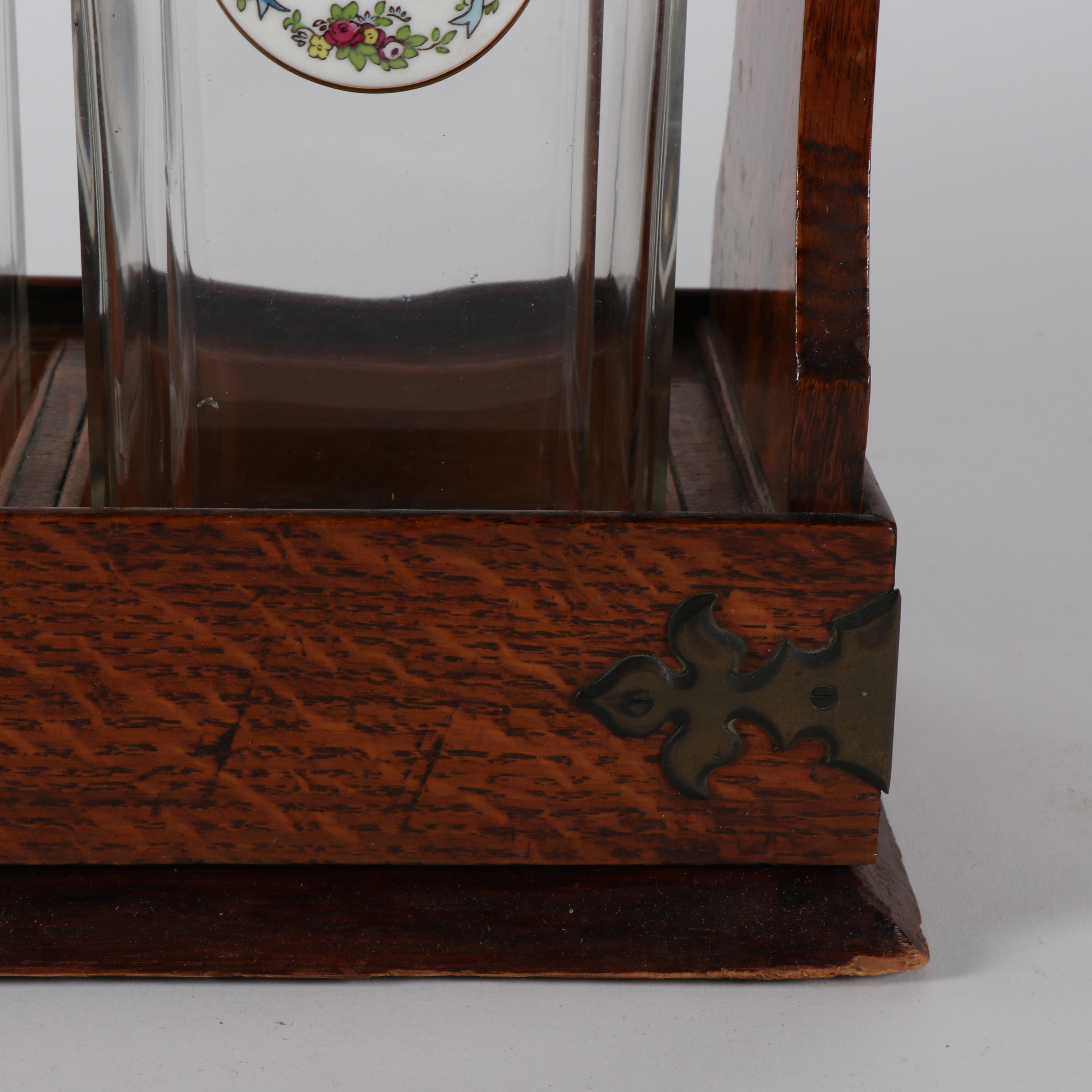 Antique Mappin & Webb "The Cabinet" Wooden Liquor Tantalus with Decanters