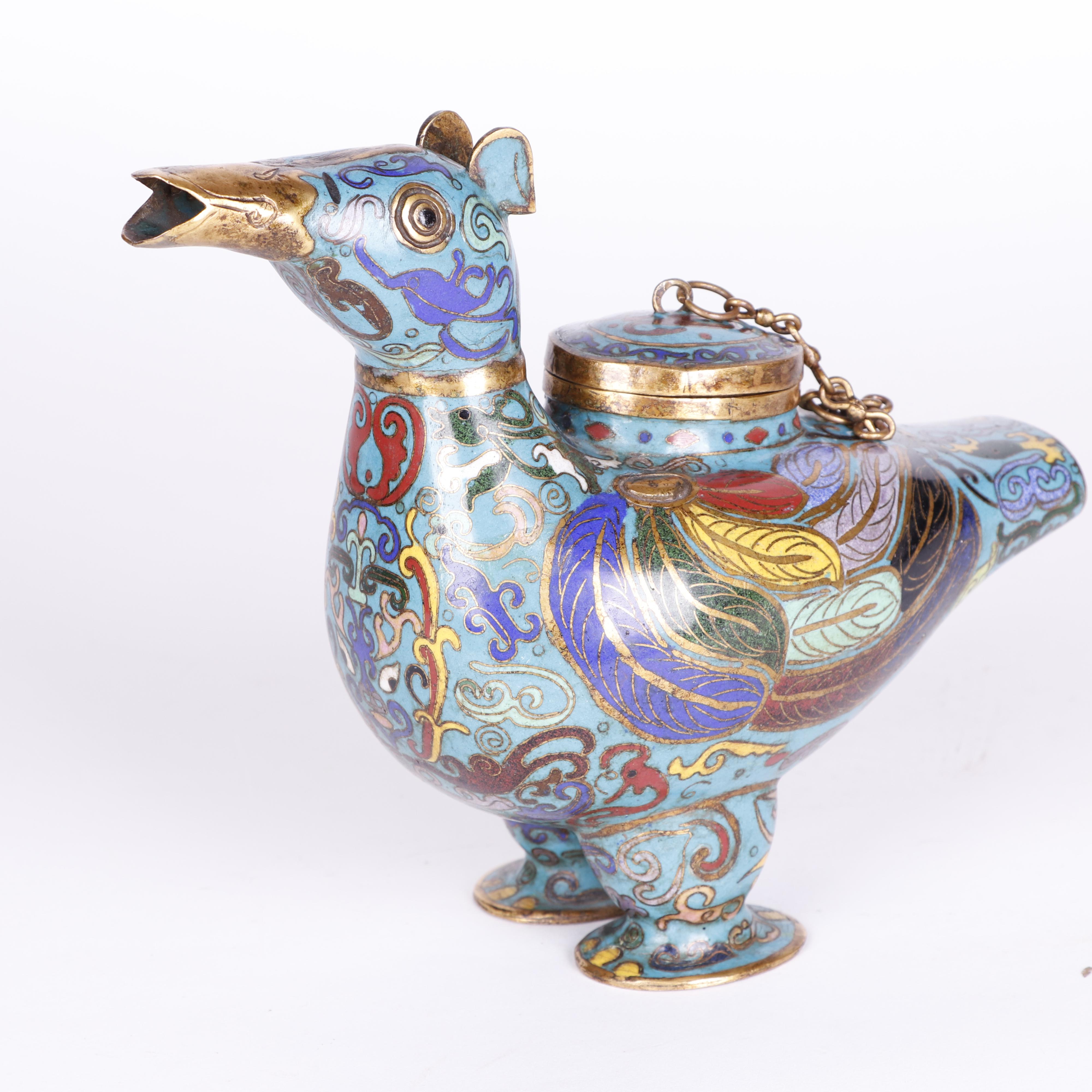 Chinese Cloisonné Figurative Duck Censers