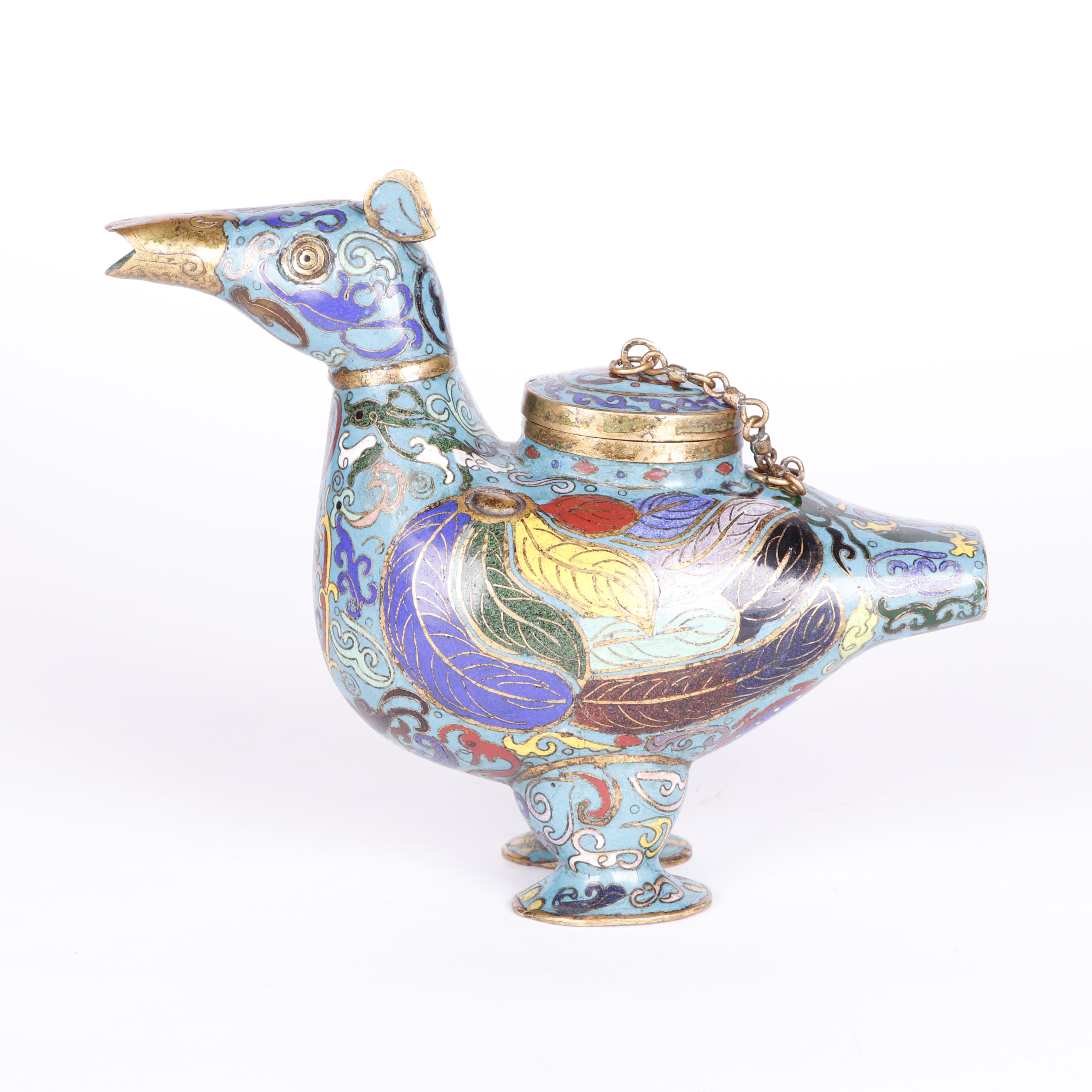 Chinese Cloisonné Figurative Duck Censers