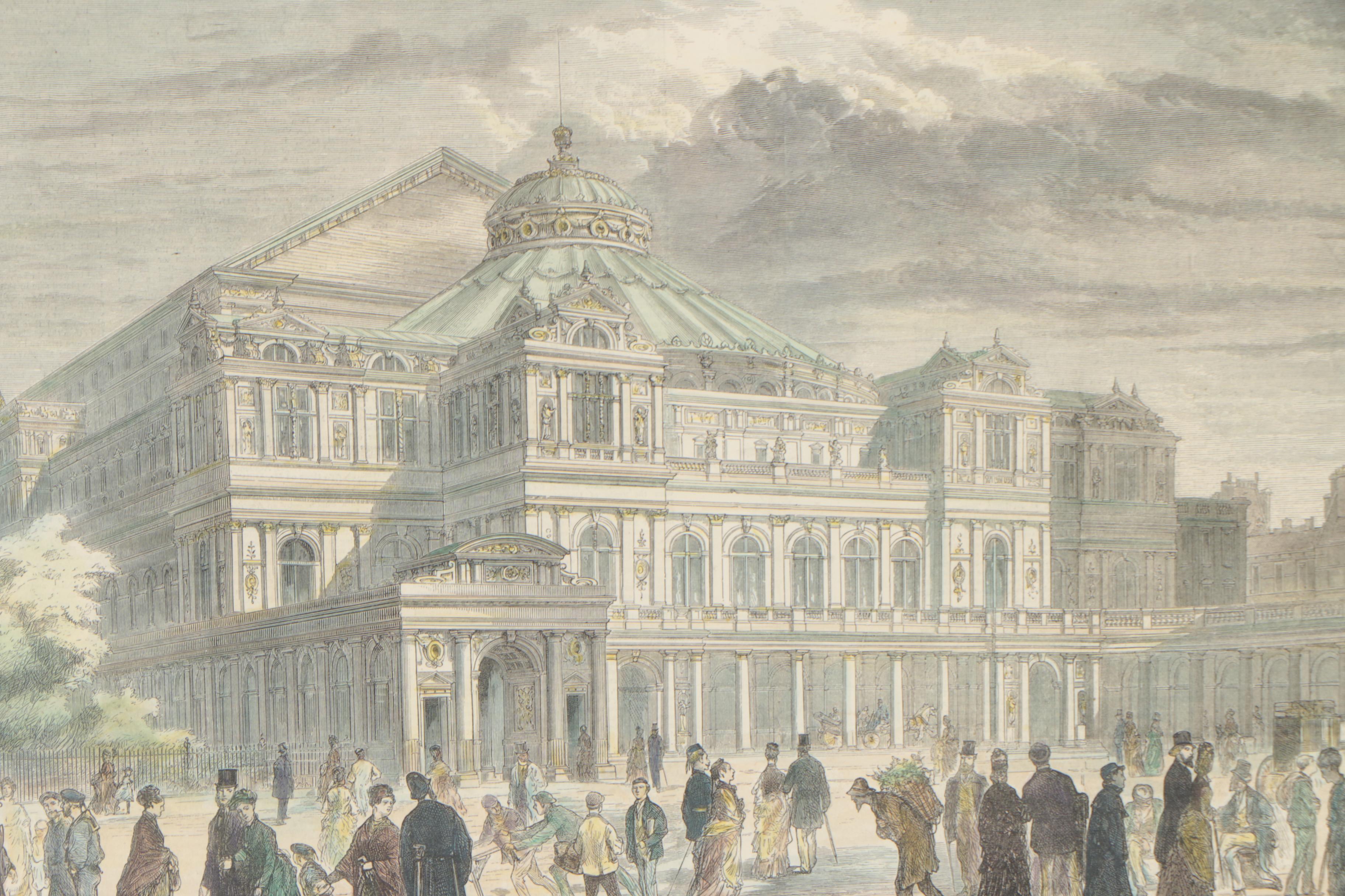 Hand-Colored Wood Engraving after Horace Harral "The New National Opera House"
