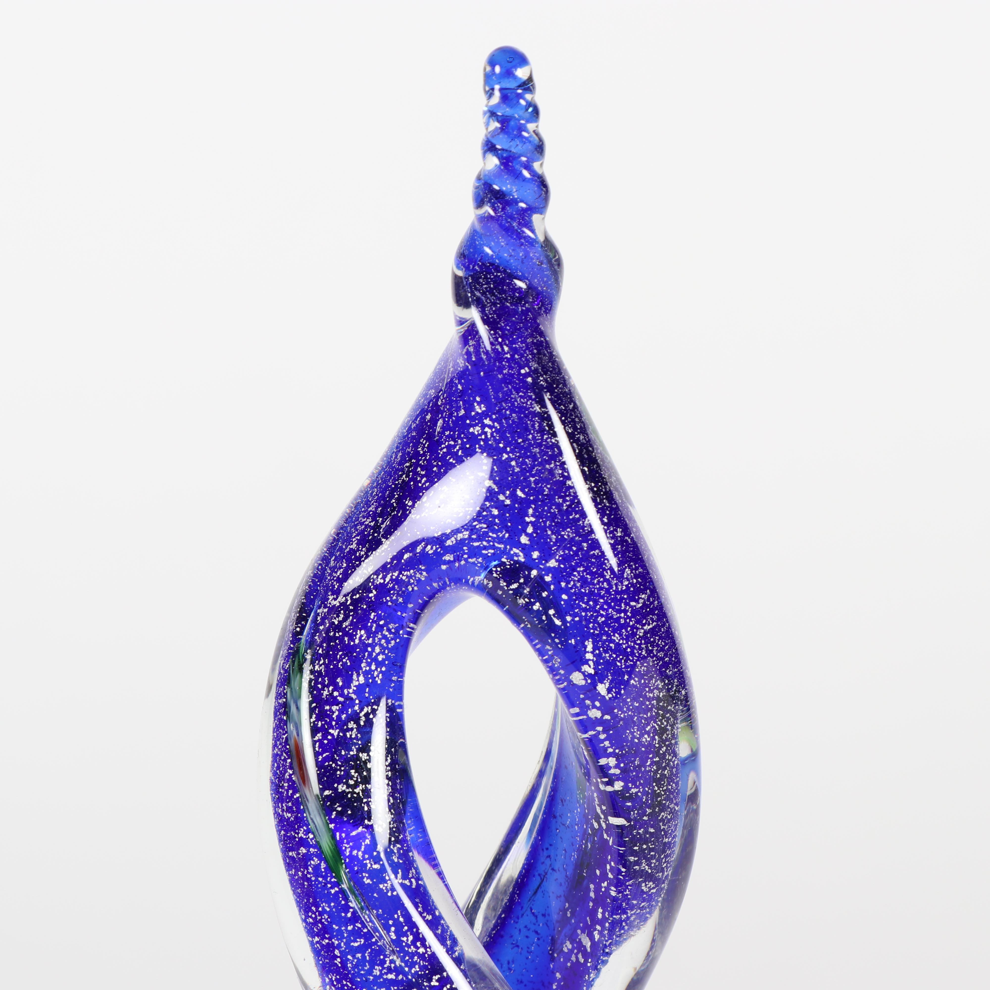 Murano Style Blue Twisting Glass Sculpture