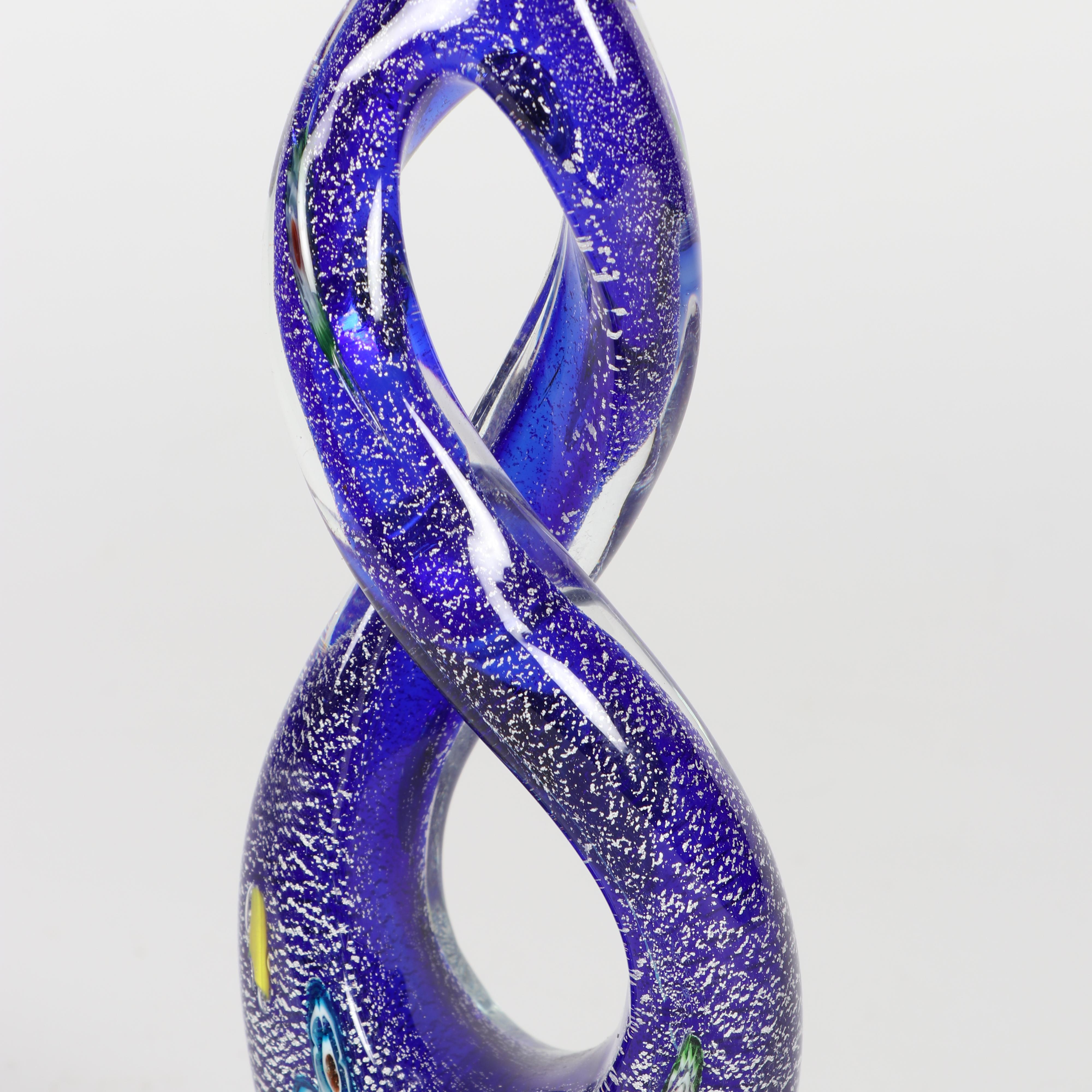 Murano Style Blue Twisting Glass Sculpture