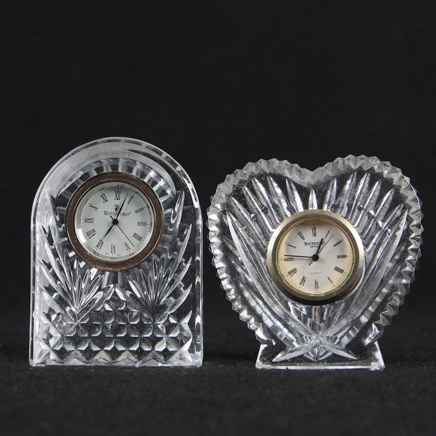 Waterford Crystal Heart and Dome Desk Clocks