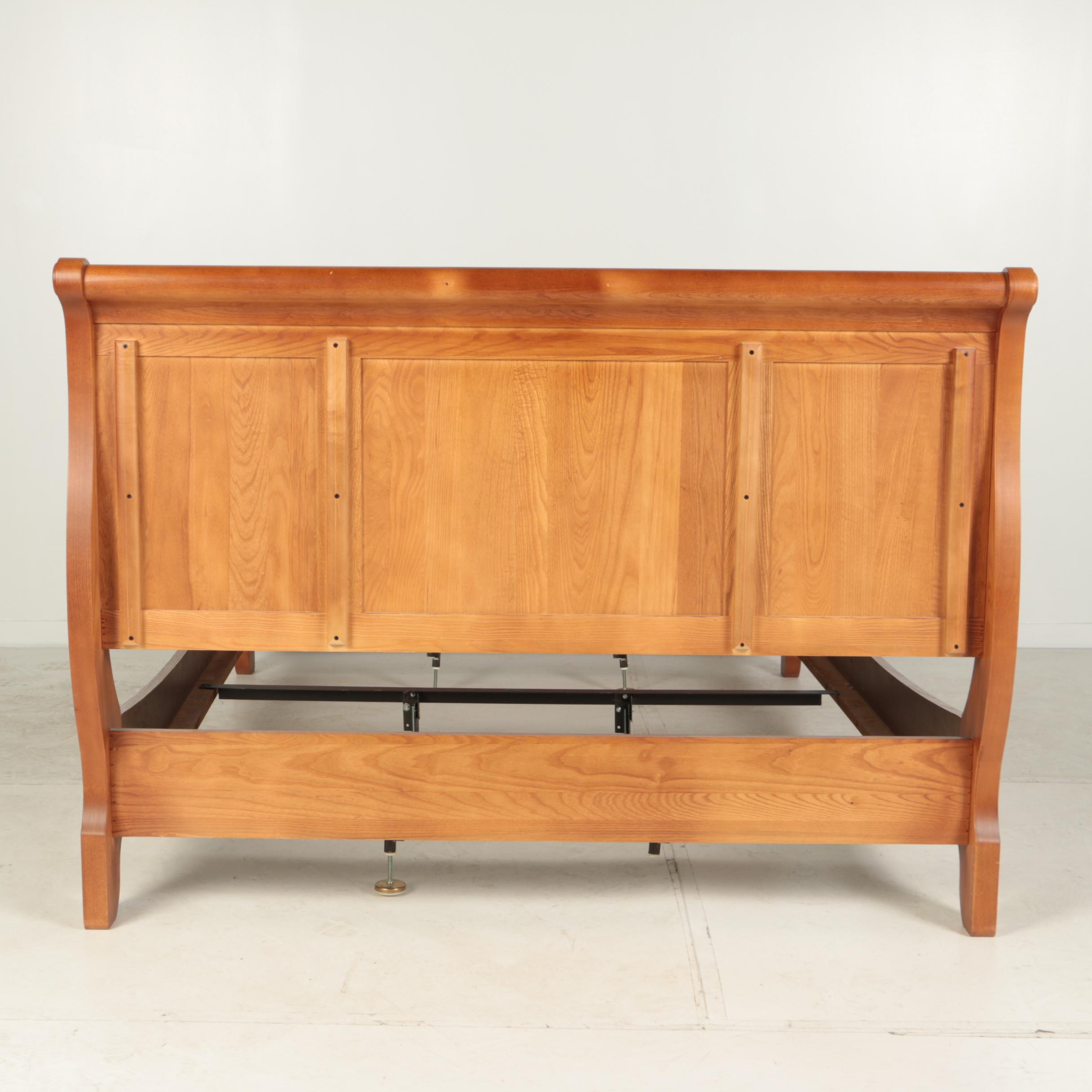 Contemporary Oak Queen Size Sleigh Bed Frame