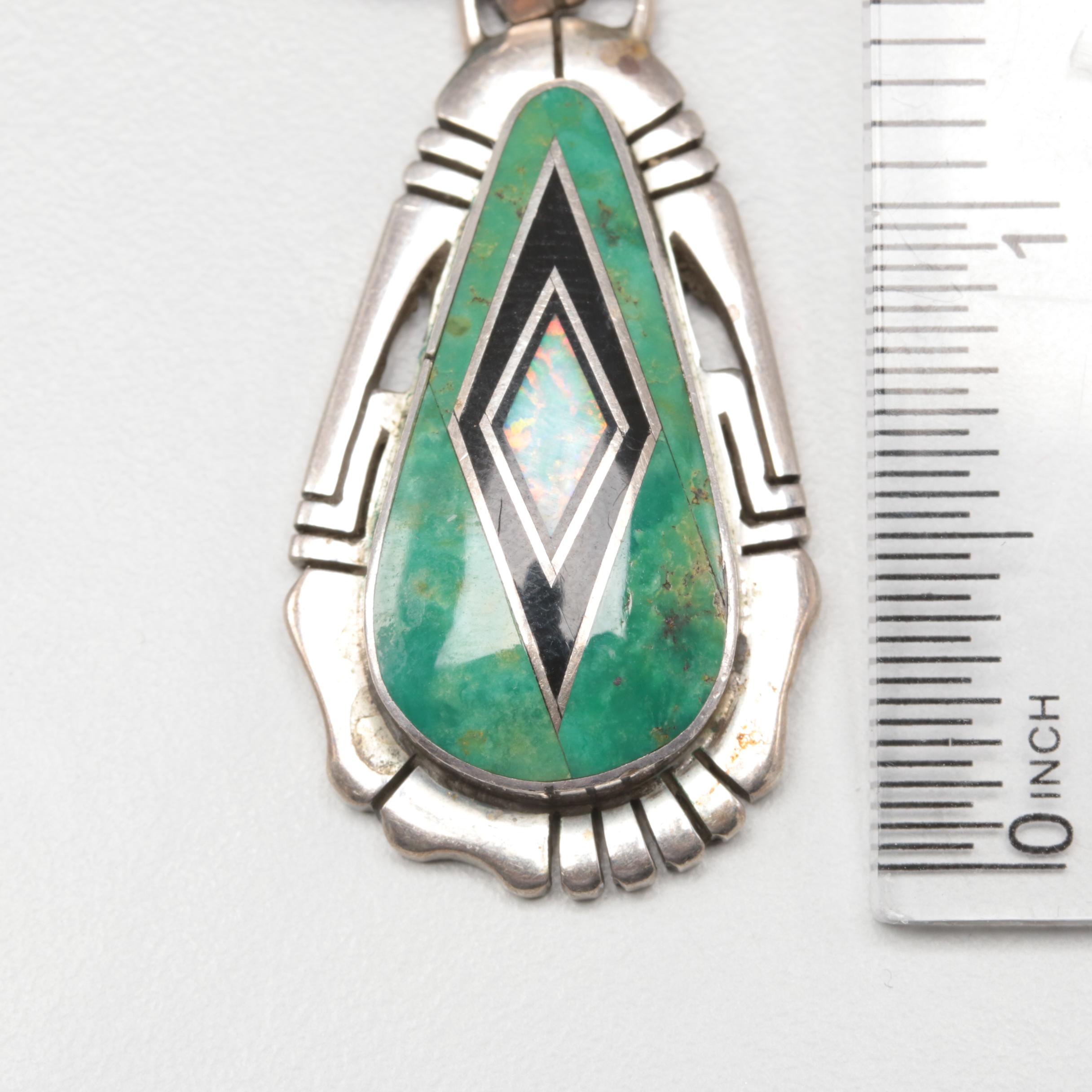 Jerry T. Nelson Navajo Diné Sterling Silver Turquoise and Coral Necklace