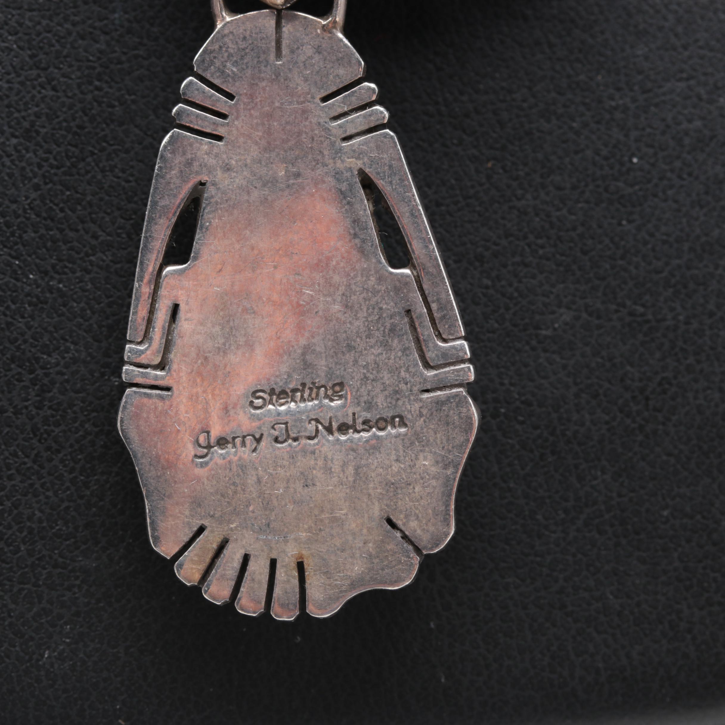 Jerry T. Nelson Navajo Diné Sterling Silver Turquoise and Coral Necklace