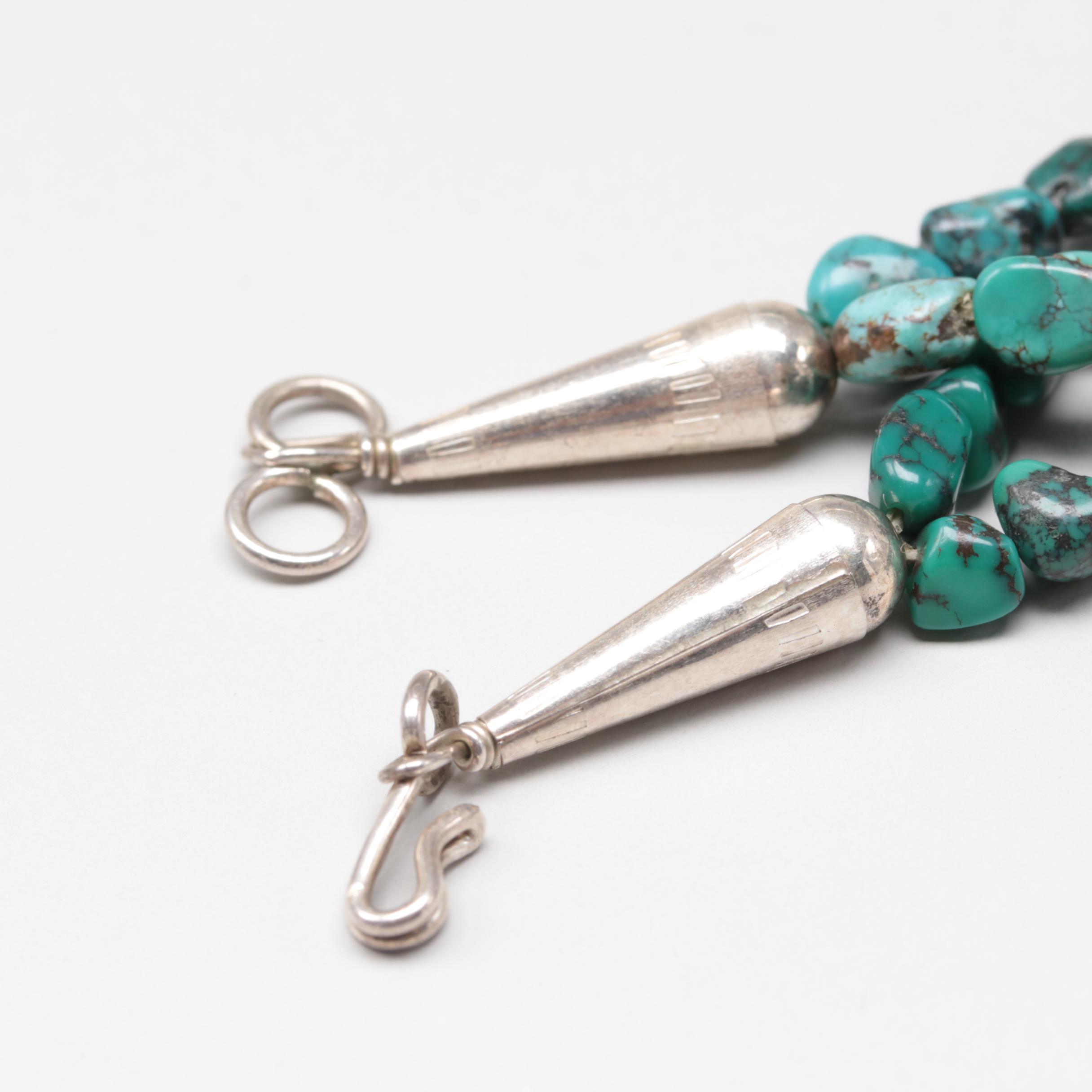 Jerry T. Nelson Navajo Diné Sterling Silver Turquoise and Coral Necklace