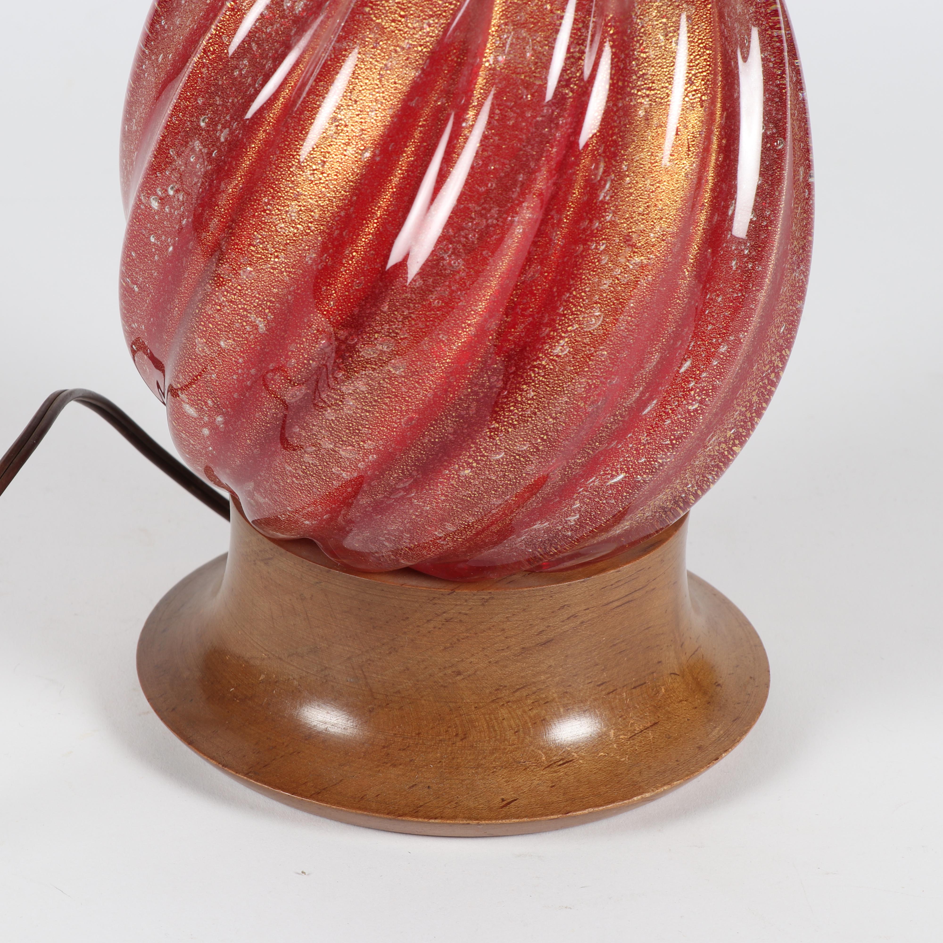 Gold Flecked Art Glass Table Lamp