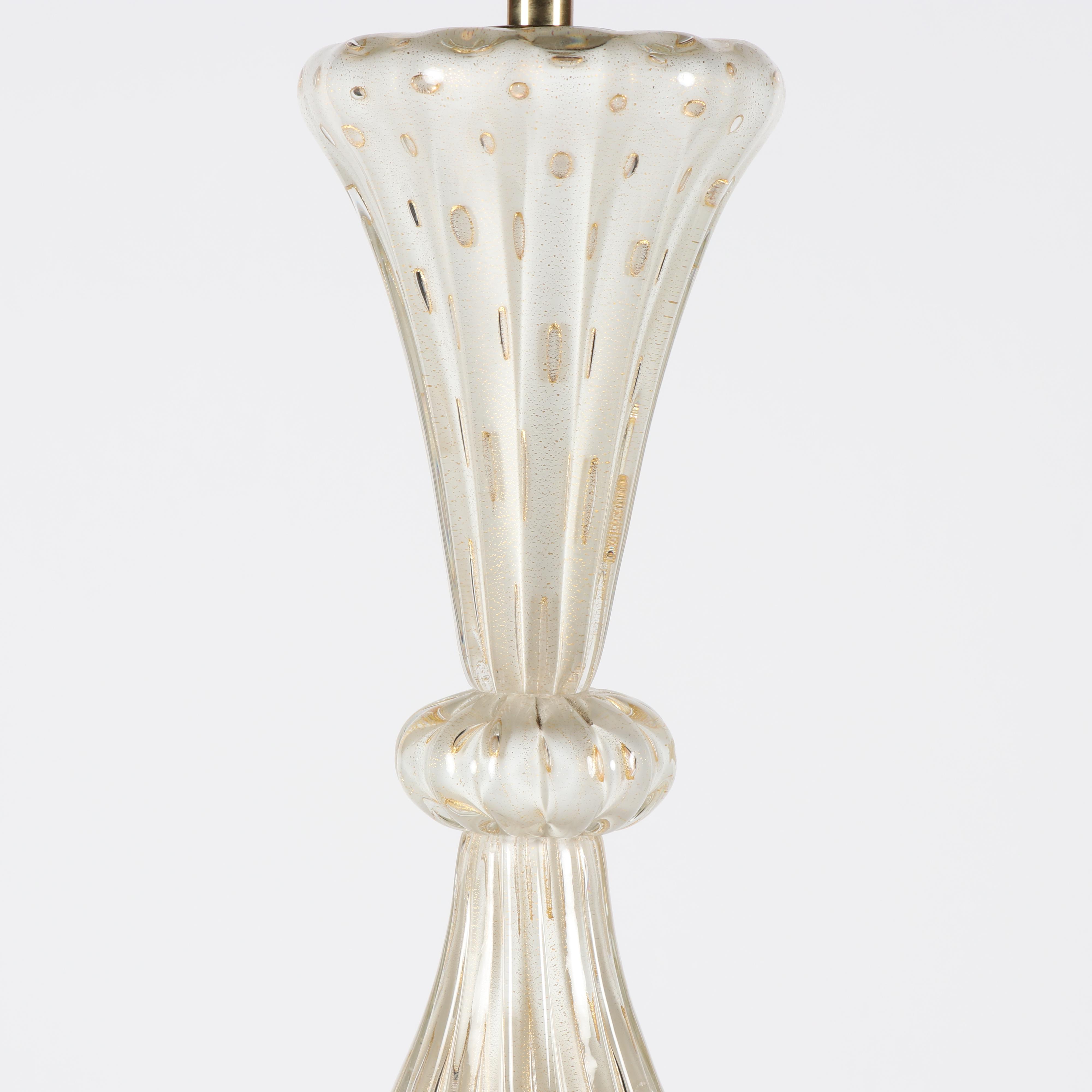 Barovier & Toso Murano Style Aventurine Art Glass Table Lamp