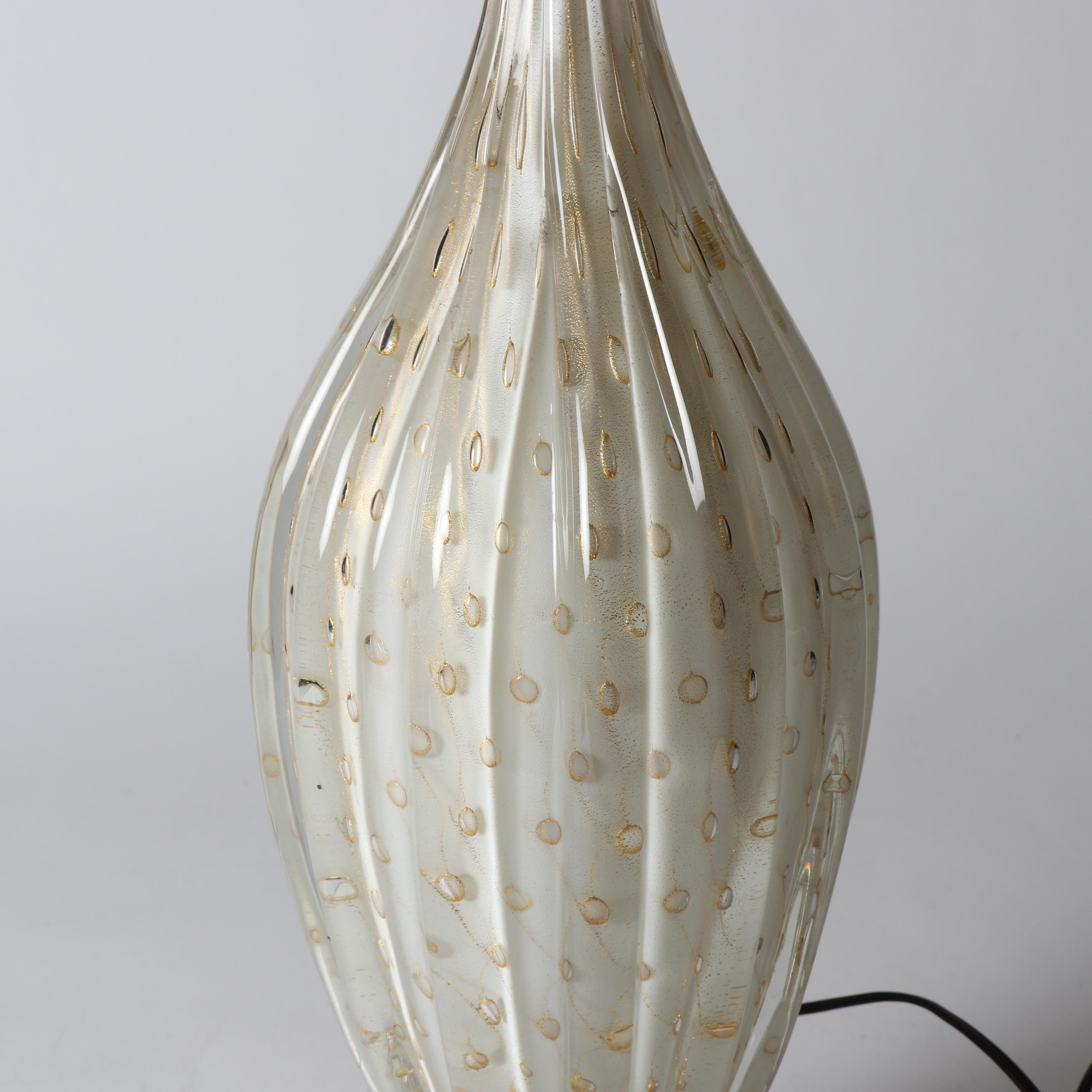 Barovier & Toso Murano Style Aventurine Art Glass Table Lamp