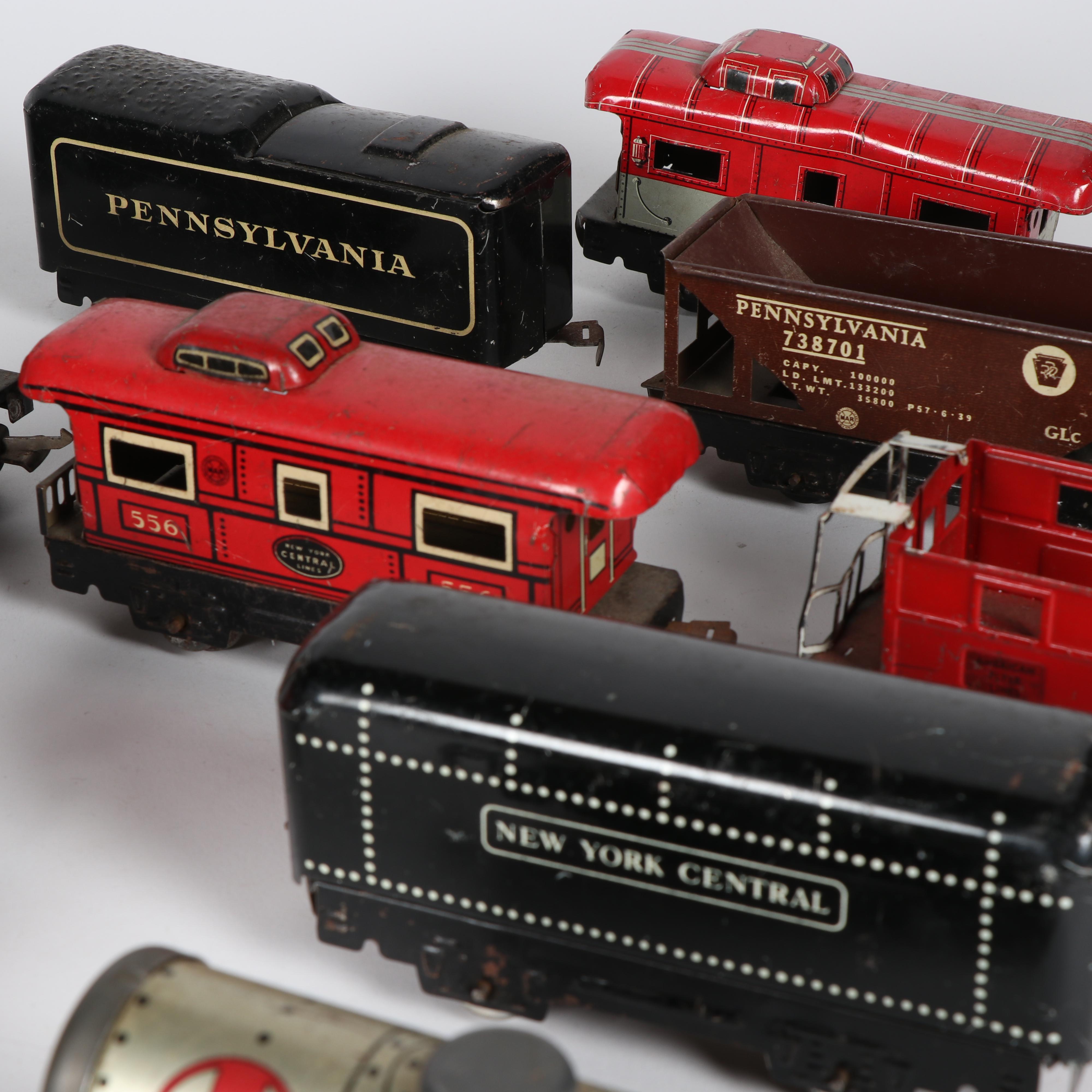 Tinplate Marx Train Cars with Accessories including Lionel, c. 1950s