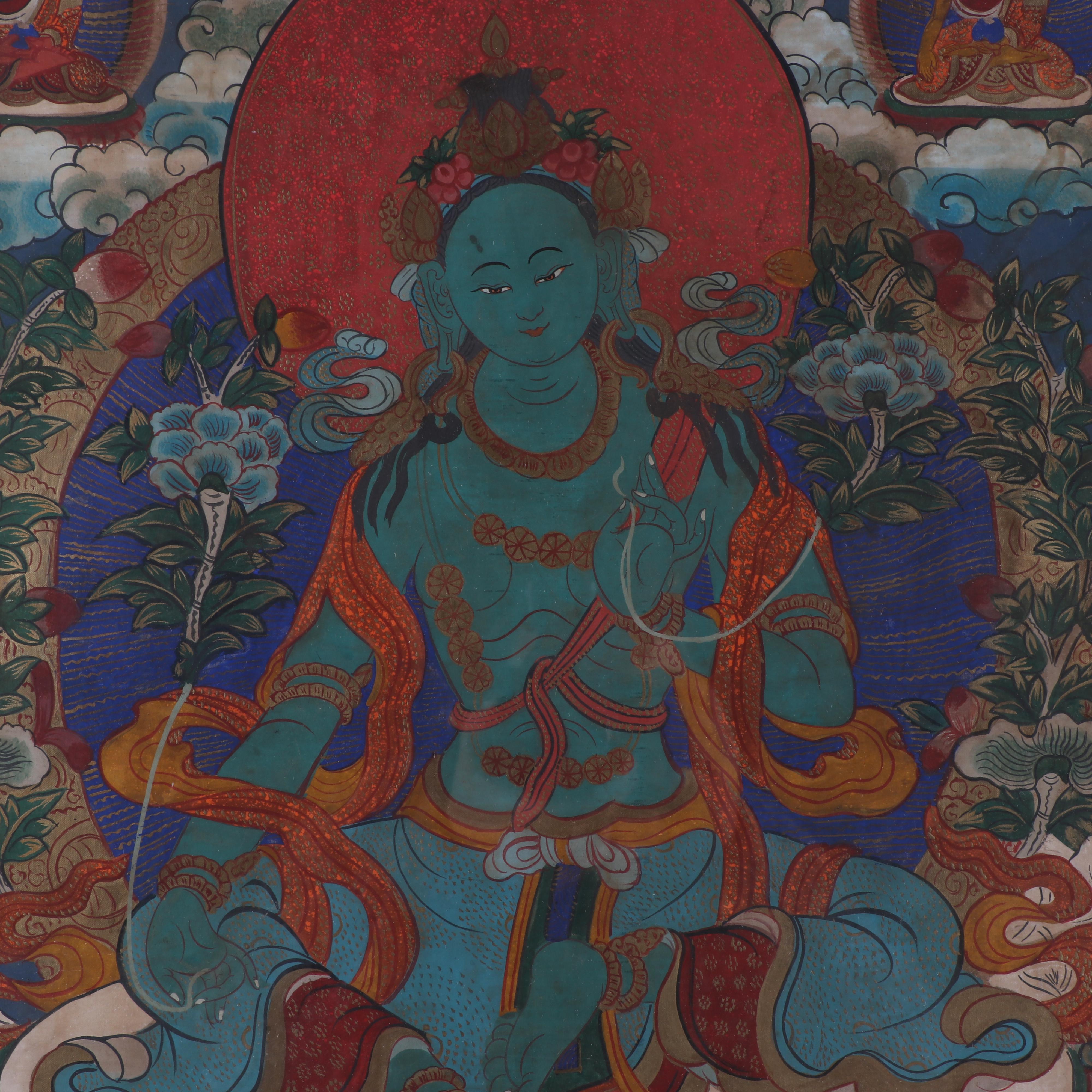 Tibetan Blue Tara Gouache Thangka