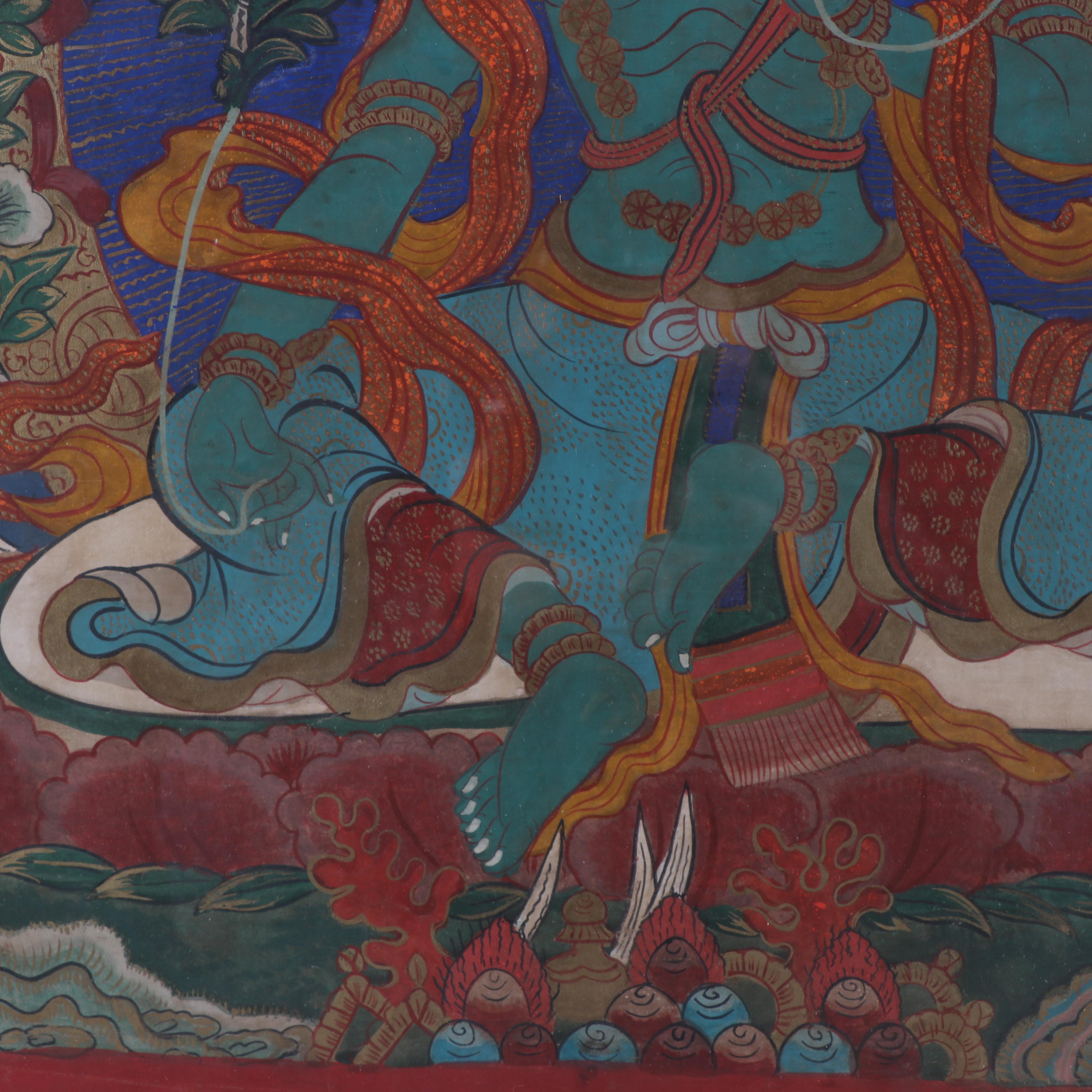 Tibetan Blue Tara Gouache Thangka
