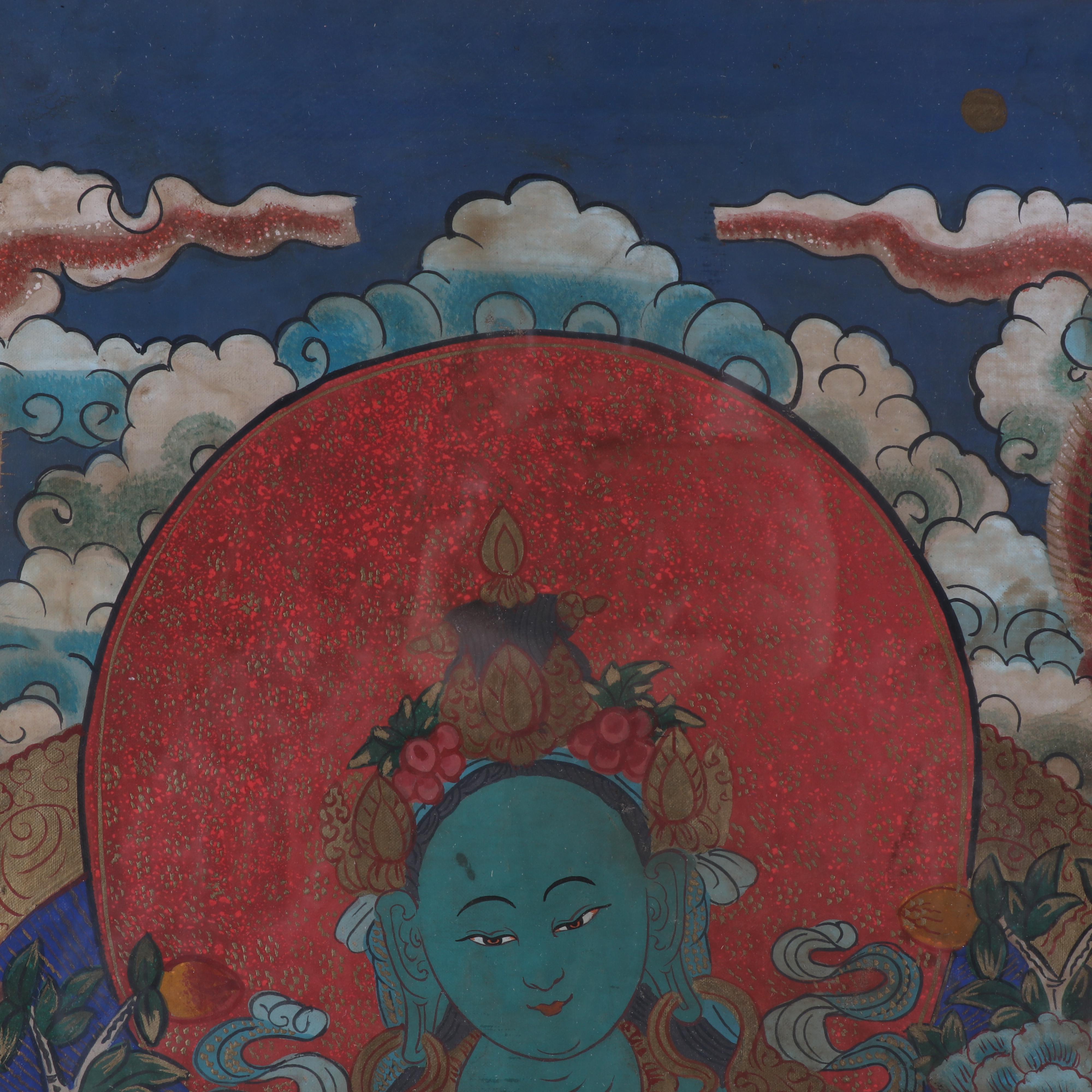 Tibetan Blue Tara Gouache Thangka