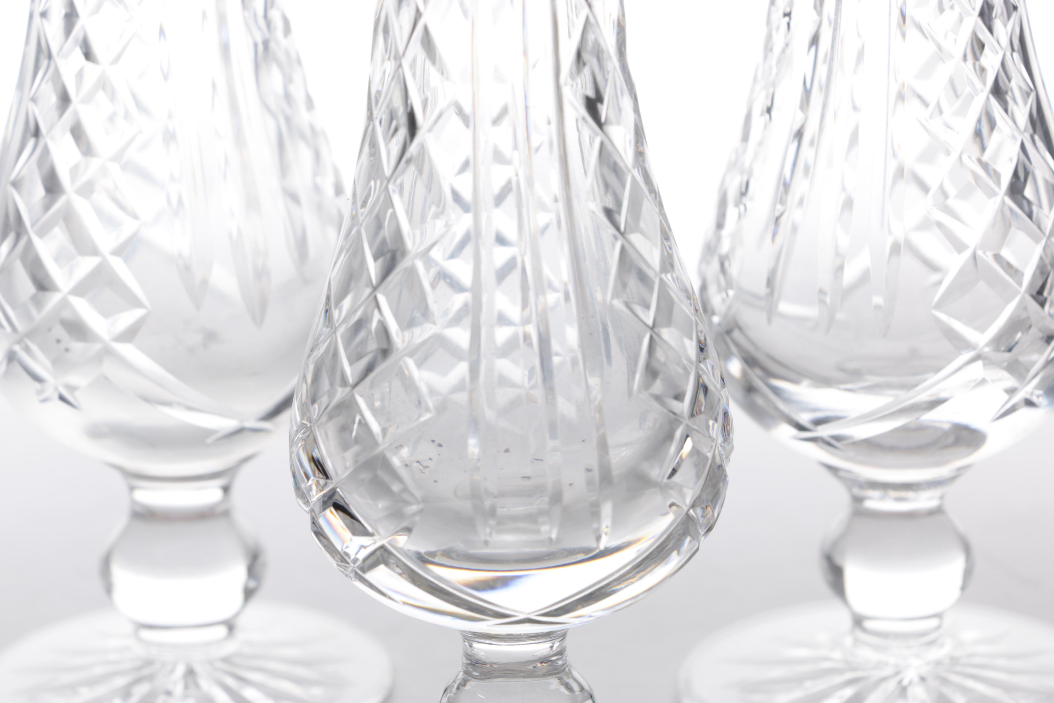 Vintage Waterford Crystal "Glengarriff" Footed Shakers with Silver-Plated Caps