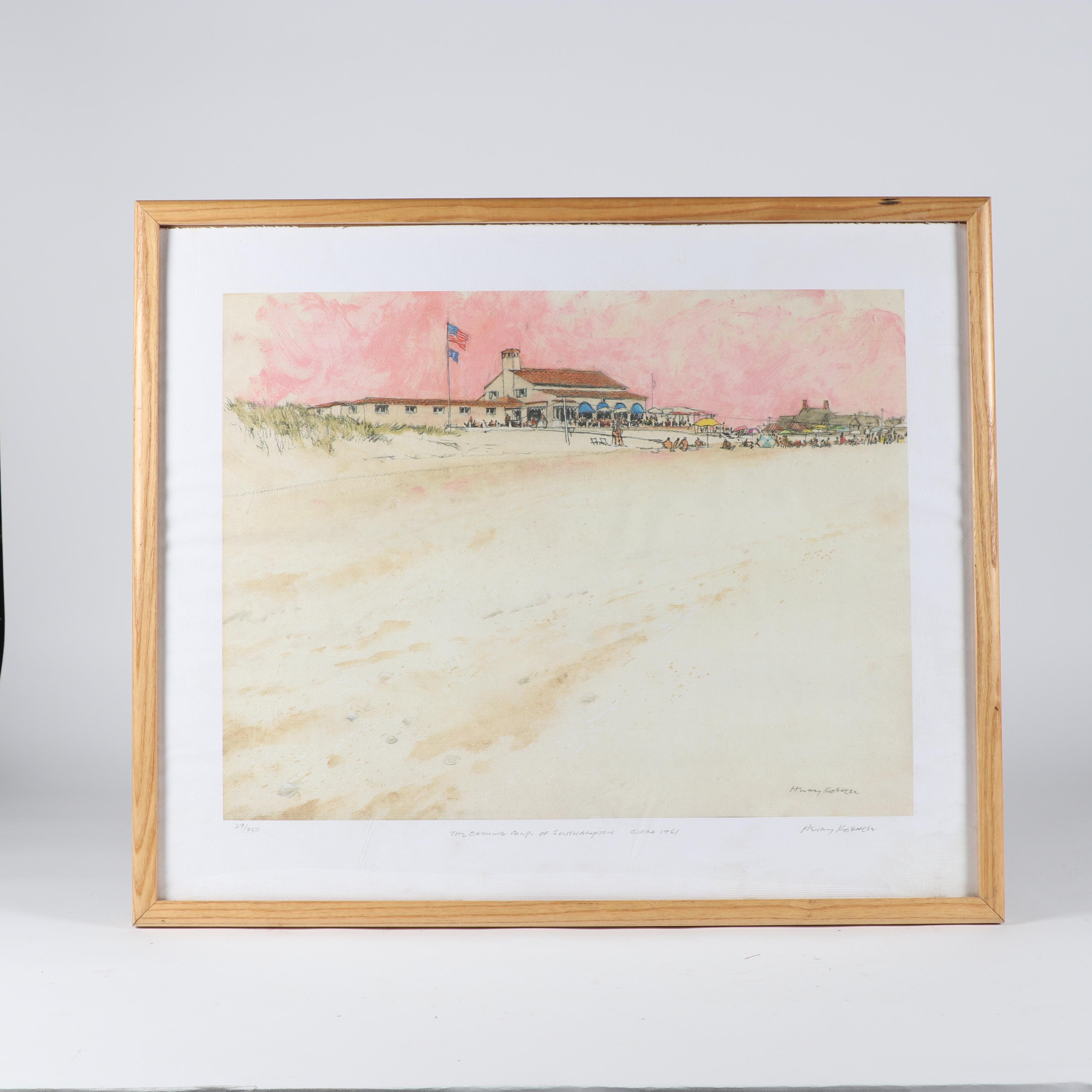 Henry Koehler Lithograph "The Bathing Corp. of Southampton"