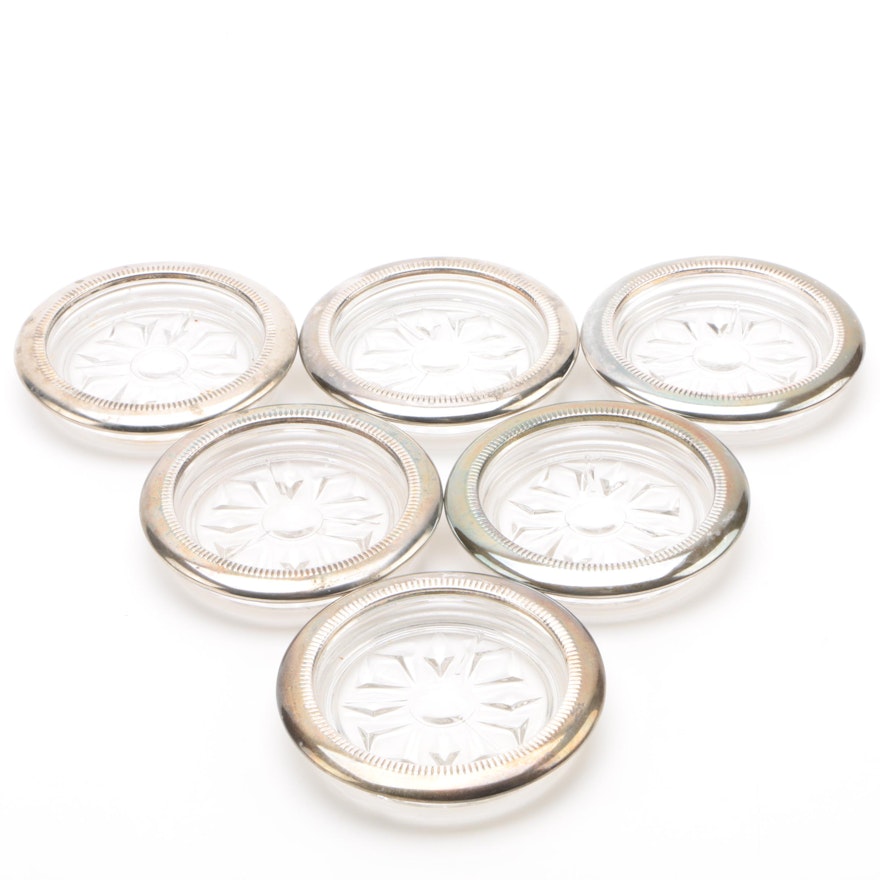 Silver Plate and Glass Coaster Set, Late 20th Century