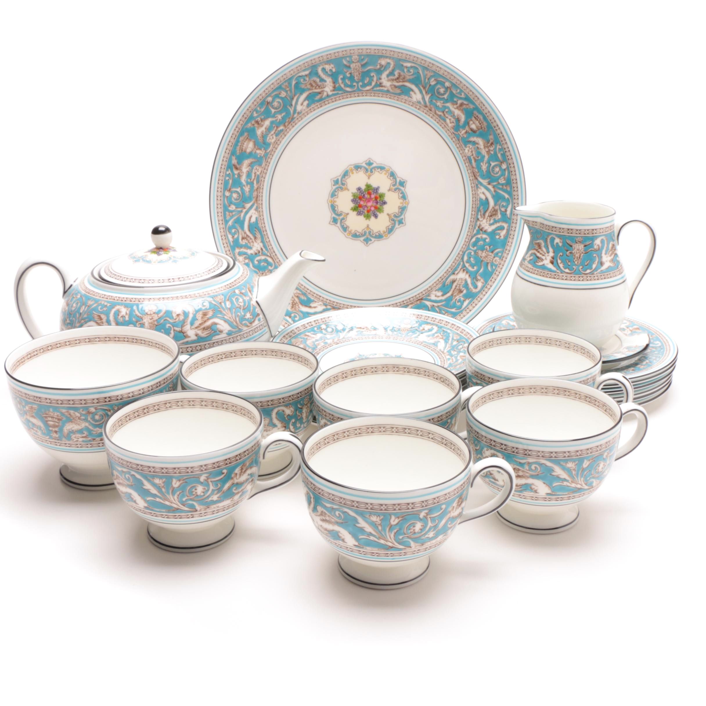 Wedgwood "Florentine" Turquoise Bone China Tea Service
