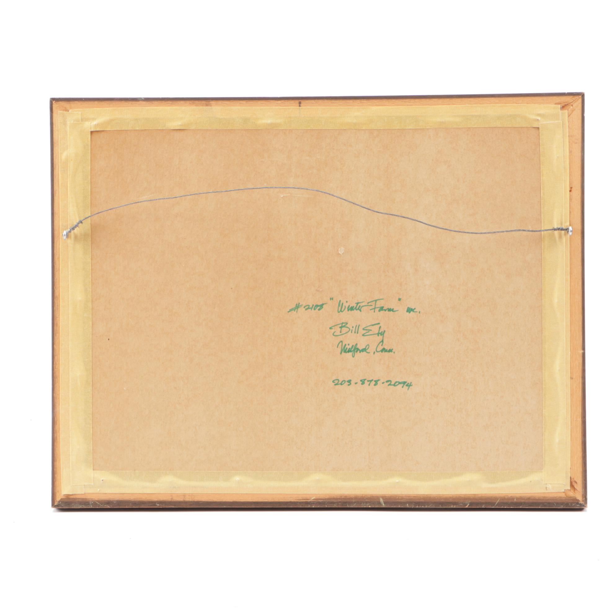 Bill Ely Watercolor Painting "Winter Farm"