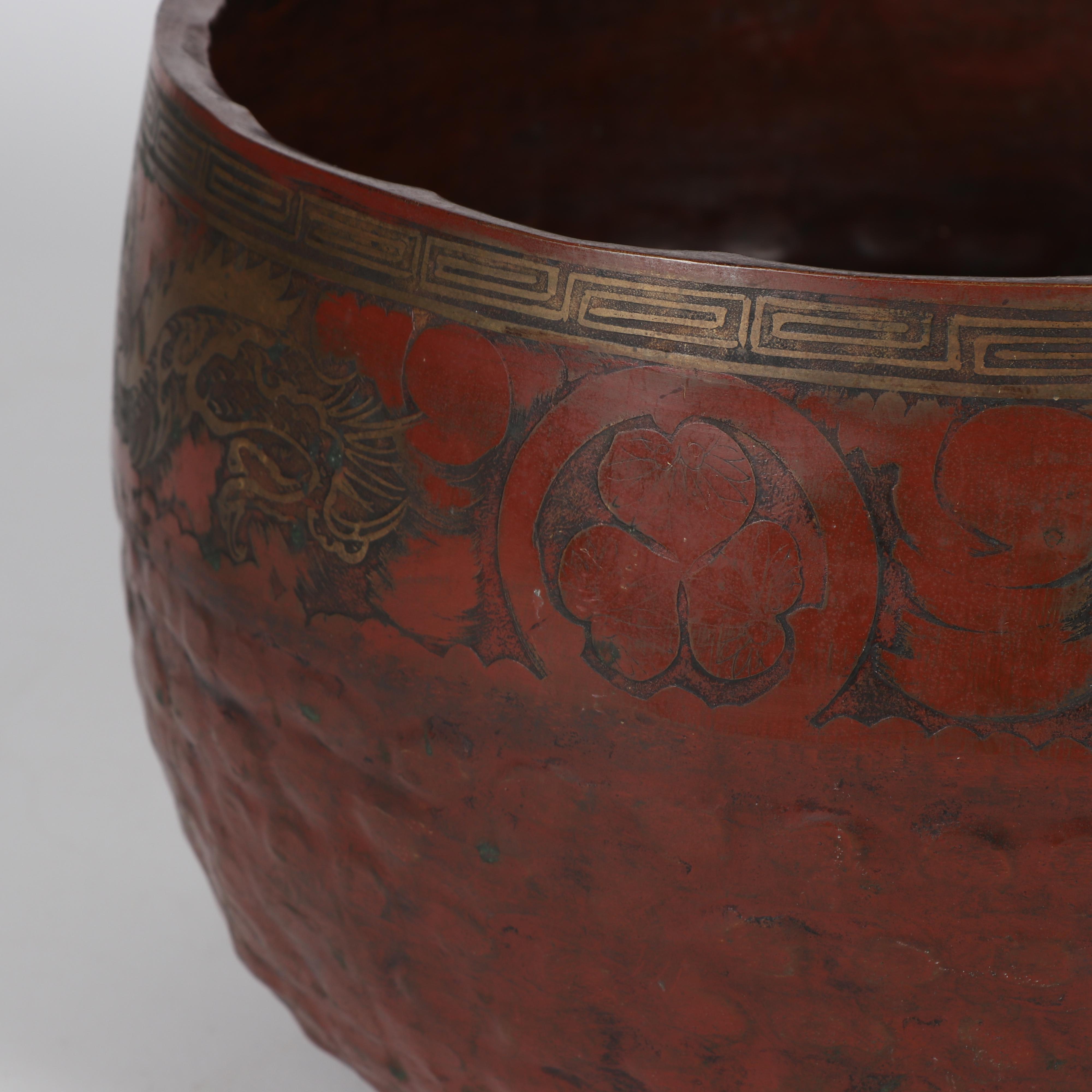 Japanese "Singing Bowl" Standing Bell with Dragon Motif, Late 19th Century