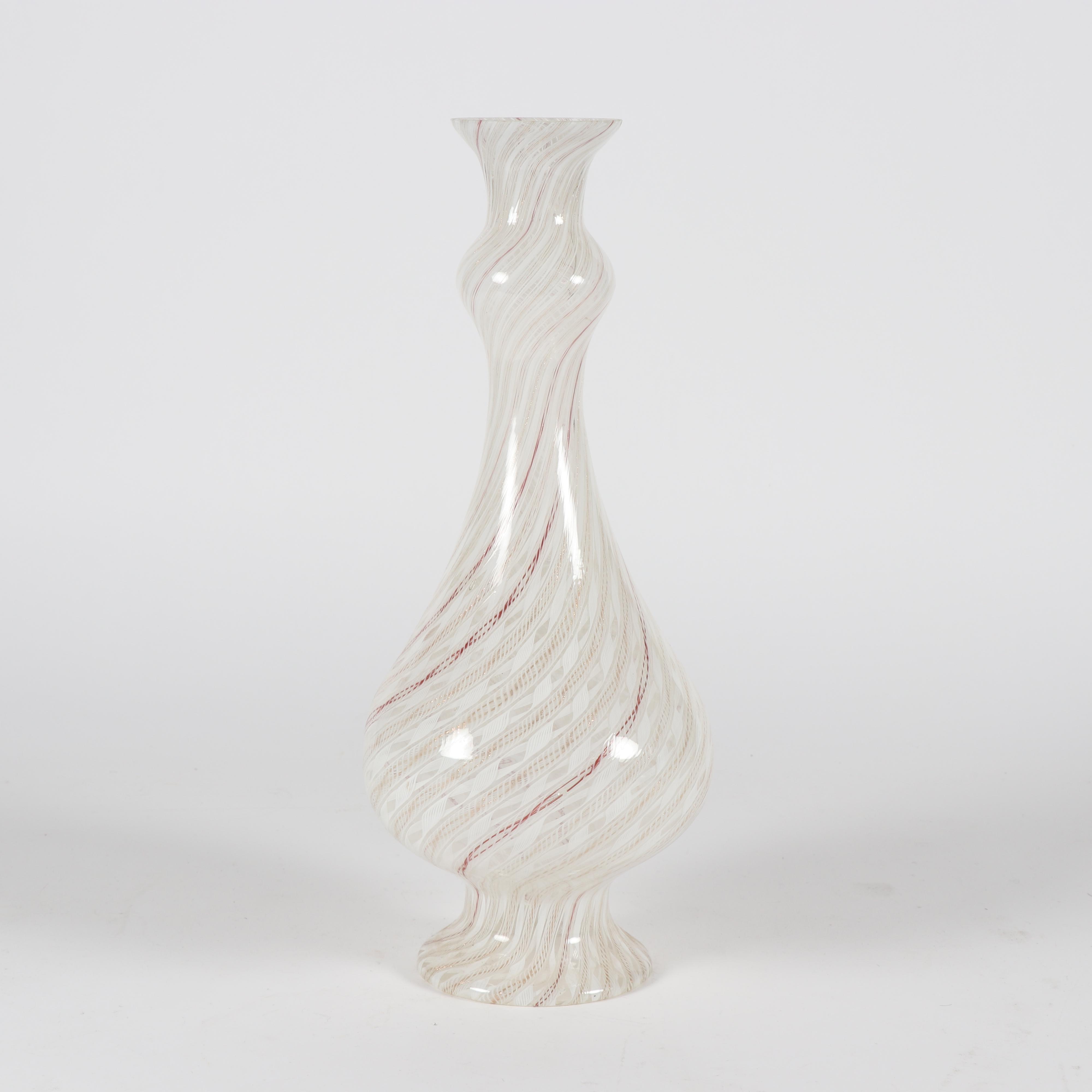 Murano Filigrana Style Art Glass Hurricane Chimney