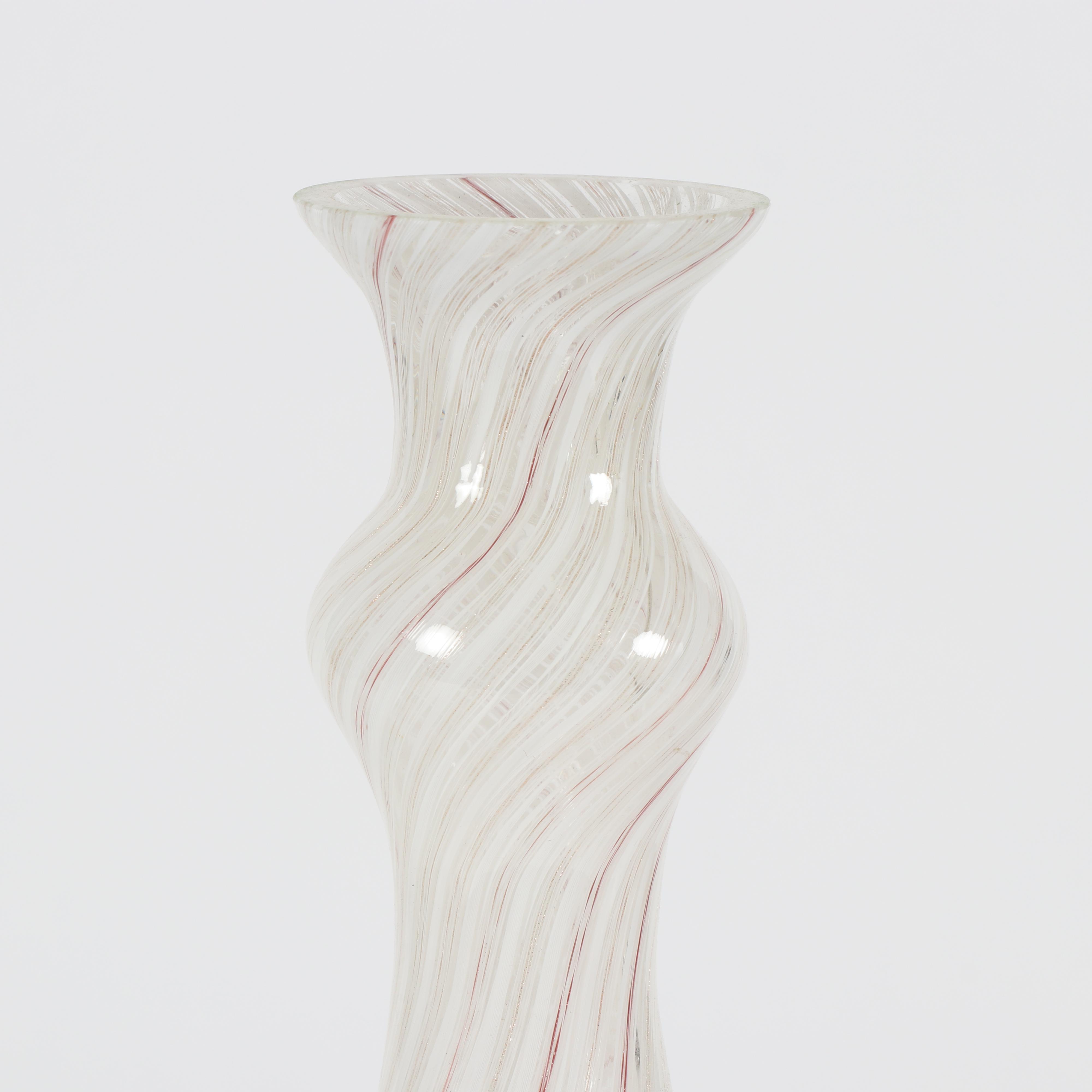 Murano Filigrana Style Art Glass Hurricane Chimney