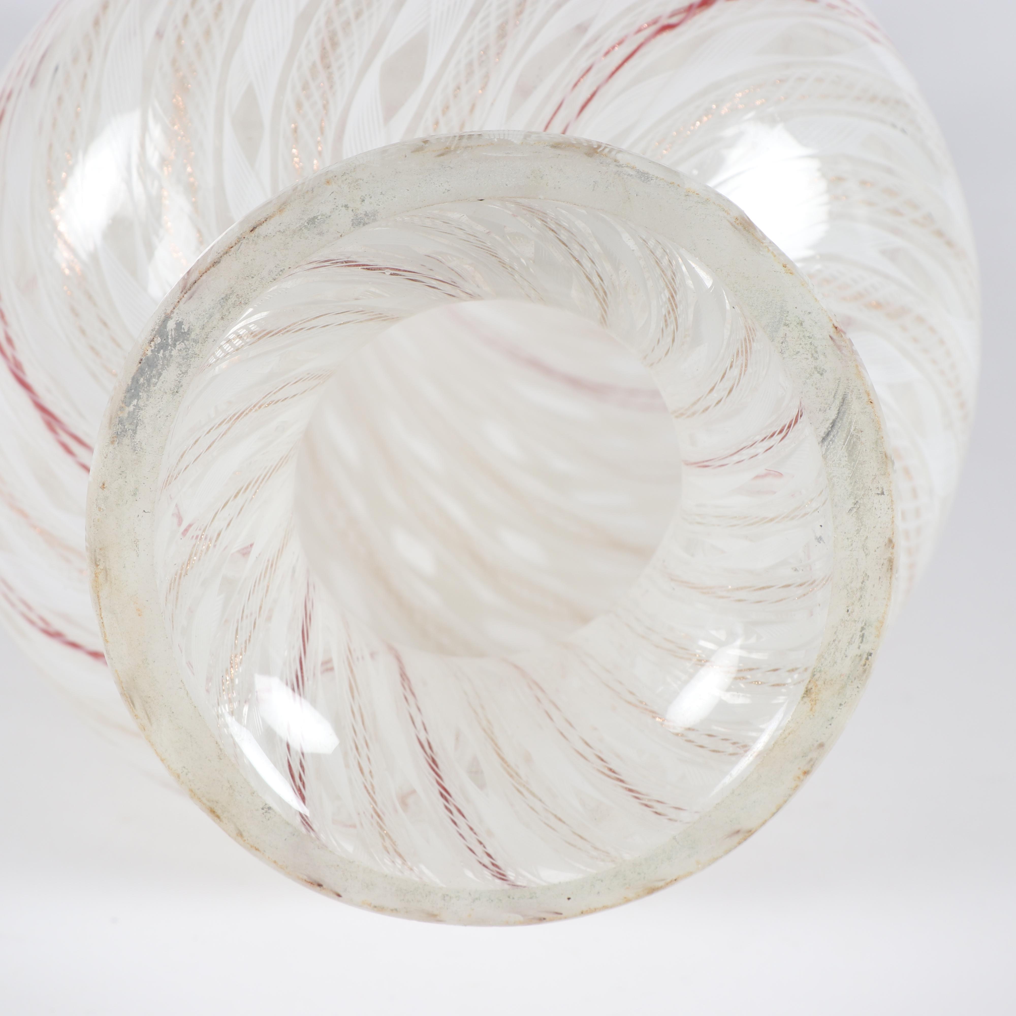 Murano Filigrana Style Art Glass Hurricane Chimney