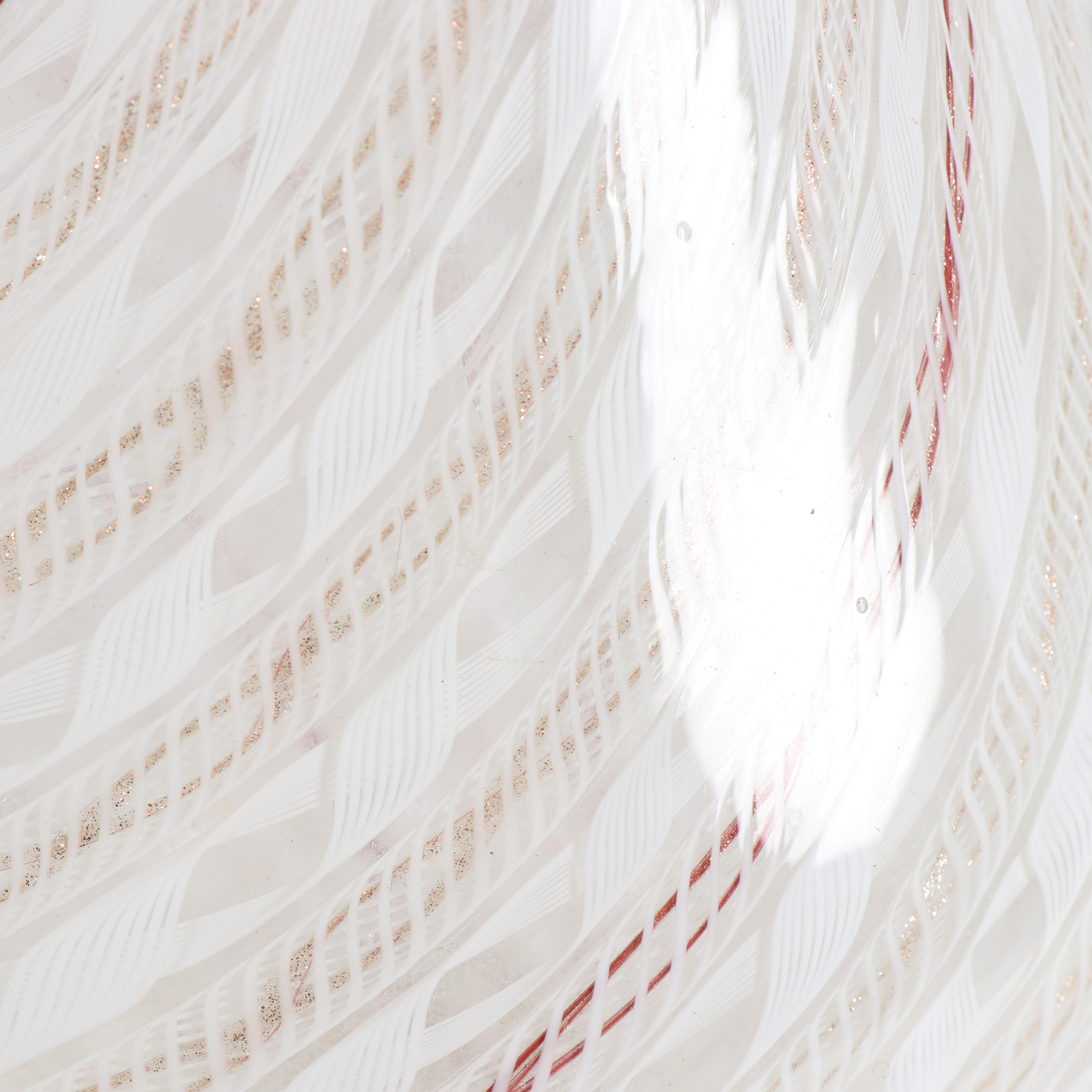 Murano Filigrana Style Art Glass Hurricane Chimney