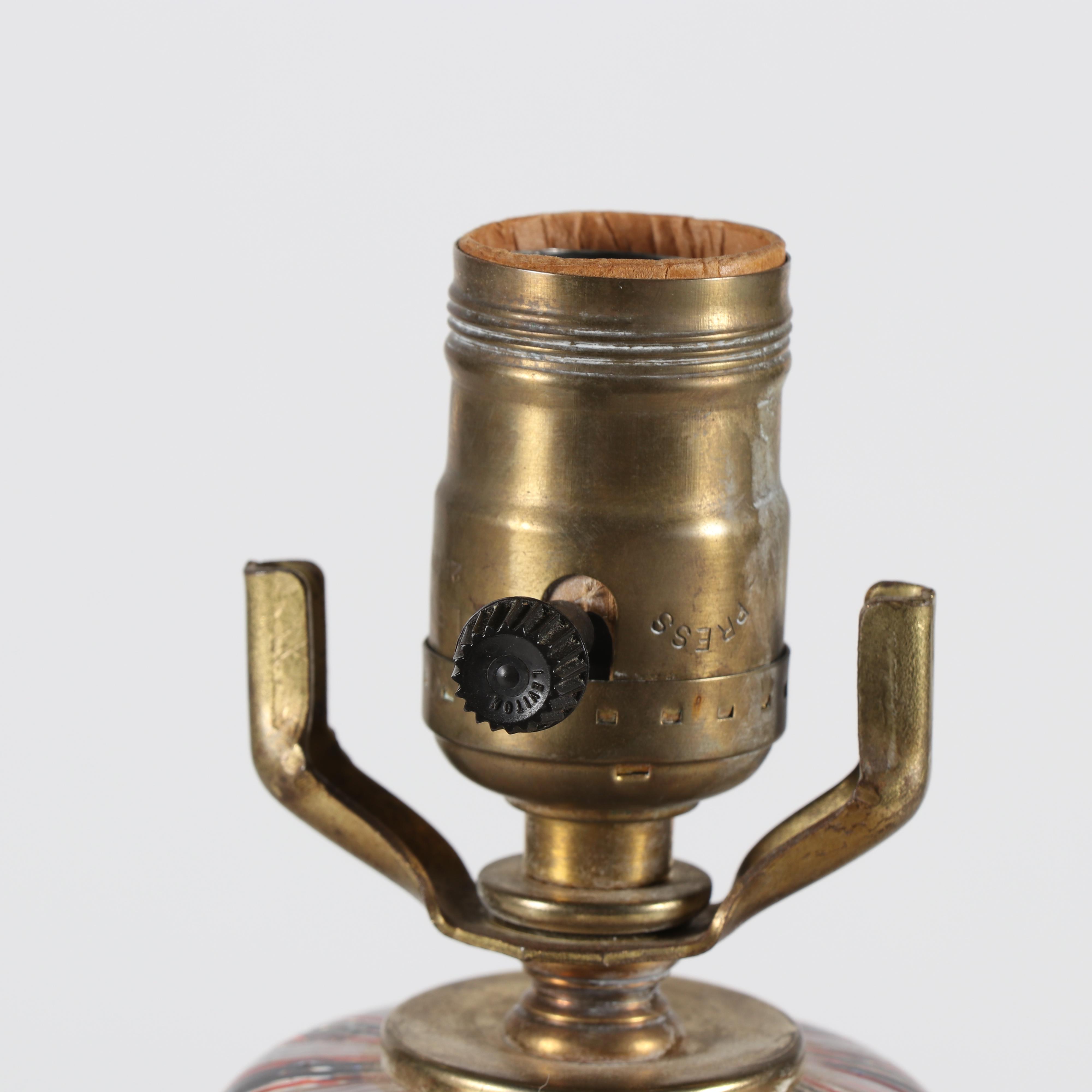 Murano Zanfirico Style Art Glass Table Lamp with Applied Figural Fruit