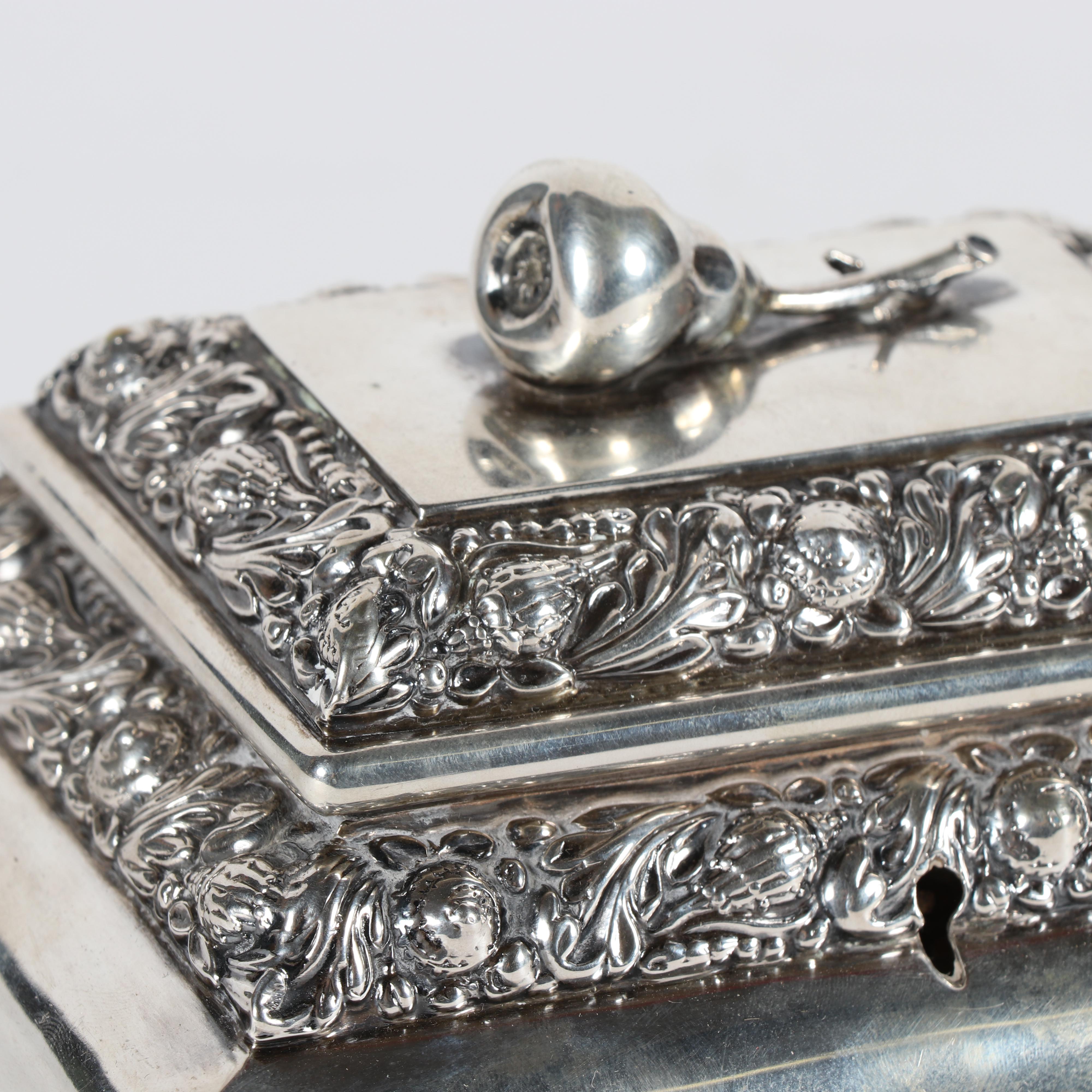 Austrian Repoussé Silver Casket, ca. Mid 19th Century