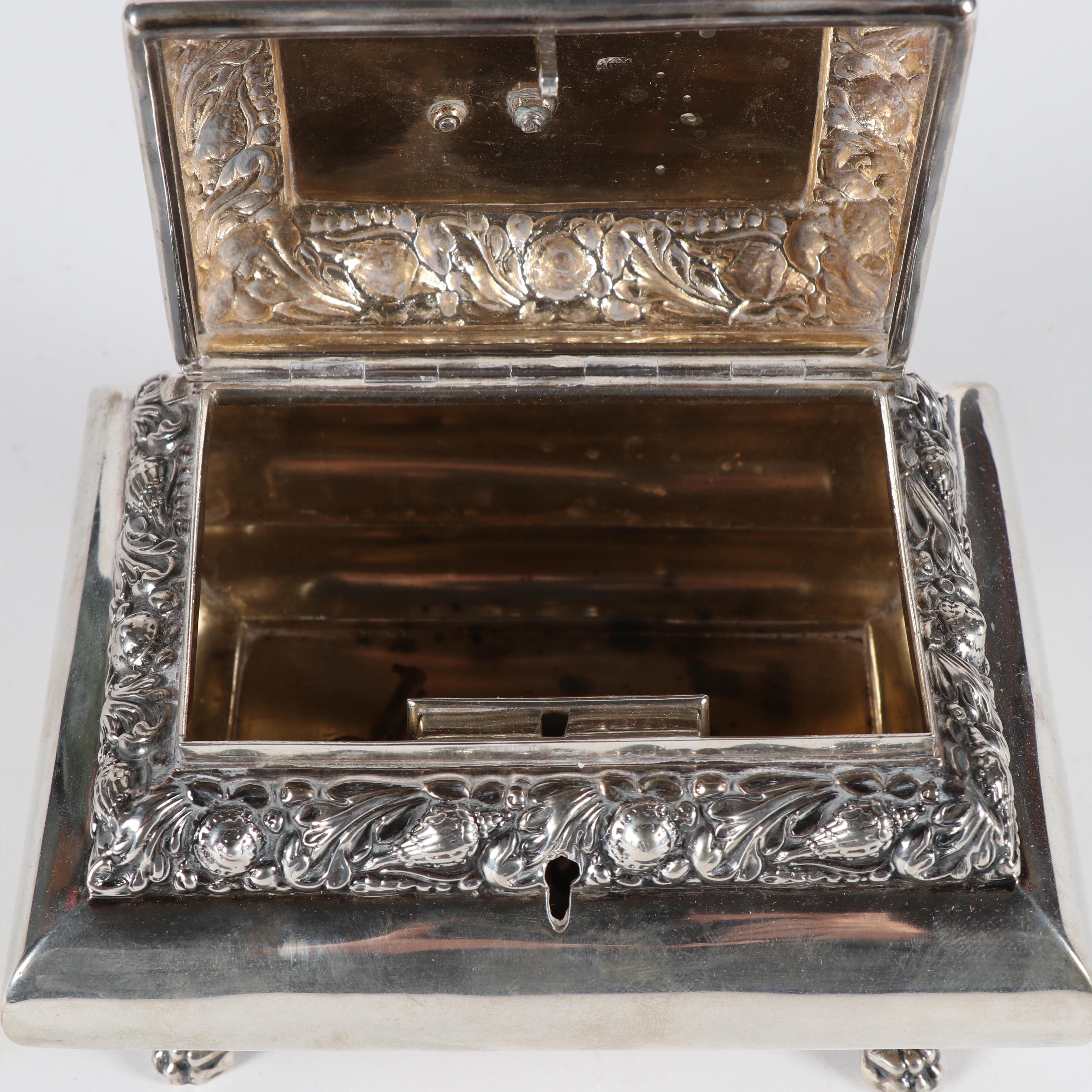Austrian Repoussé Silver Casket, ca. Mid 19th Century