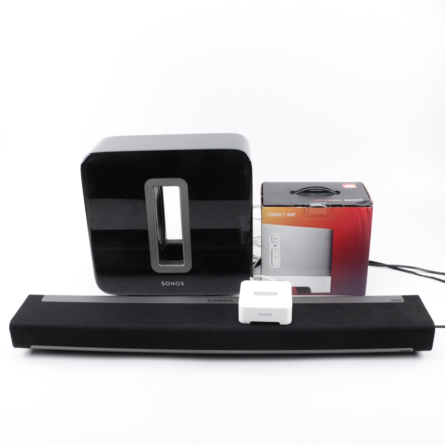 Sonos Wireless Subwoofer, Digital Audio Receiver, Bridge, and Sound Bar